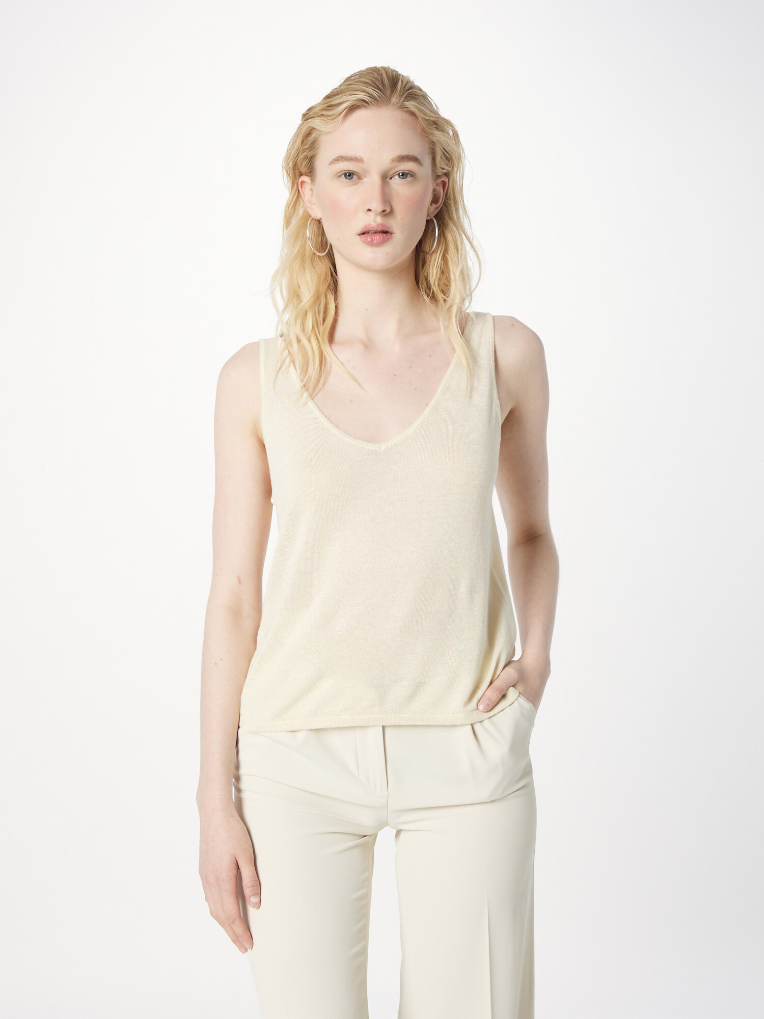 VERO MODA Top brodat 'FREDERIKKE' bej - Pled.ro