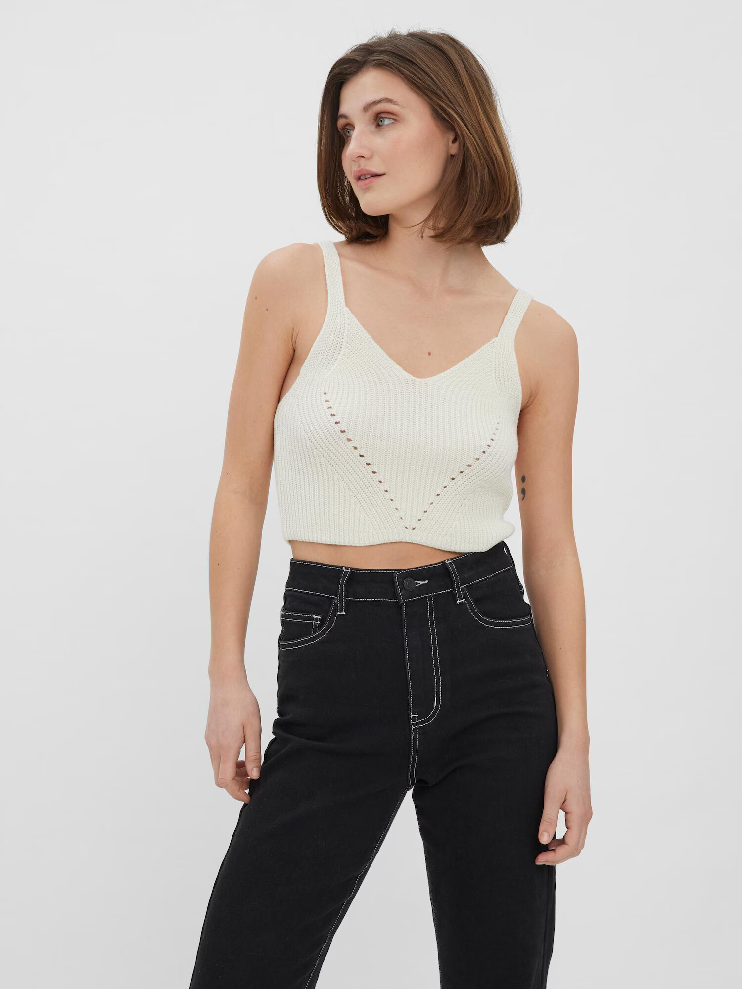 VERO MODA Top brodat 'HENJA' gri deschis - Pled.ro