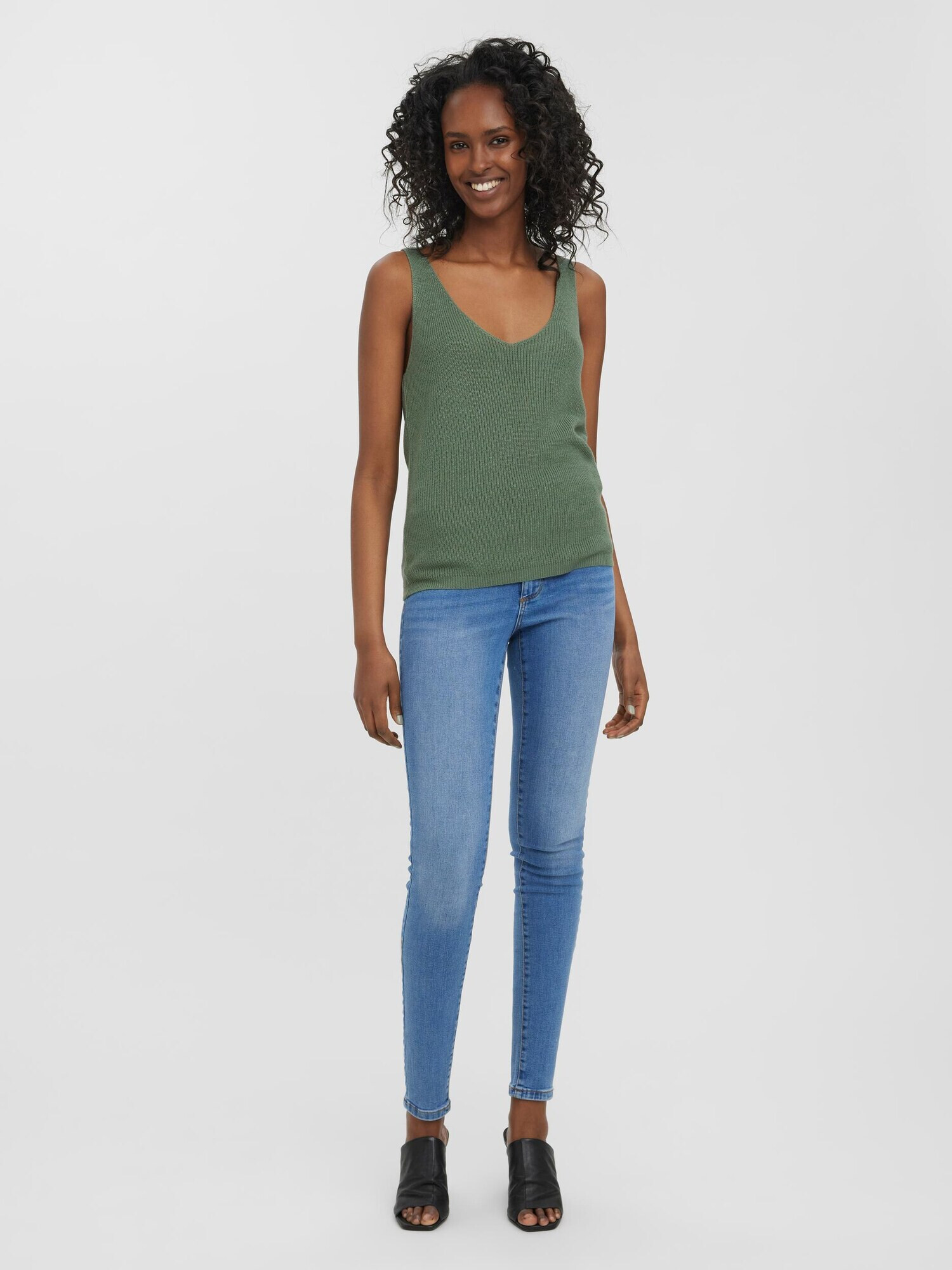 VERO MODA Top brodat verde - Pled.ro