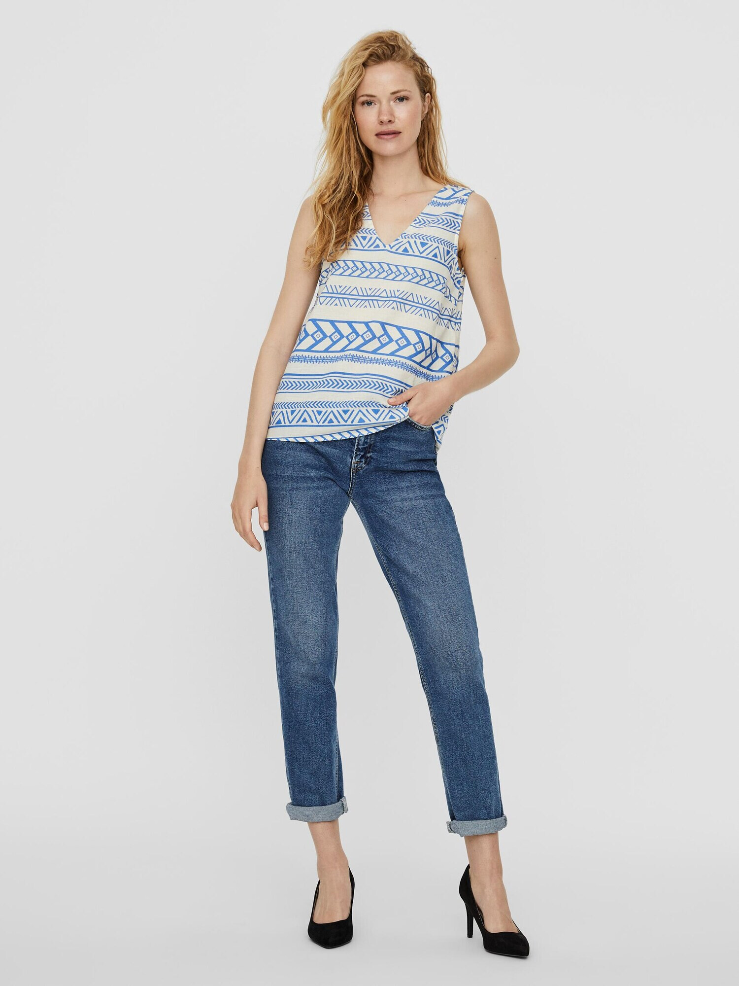 VERO MODA Top 'DICTHE' albastru / alb - Pled.ro