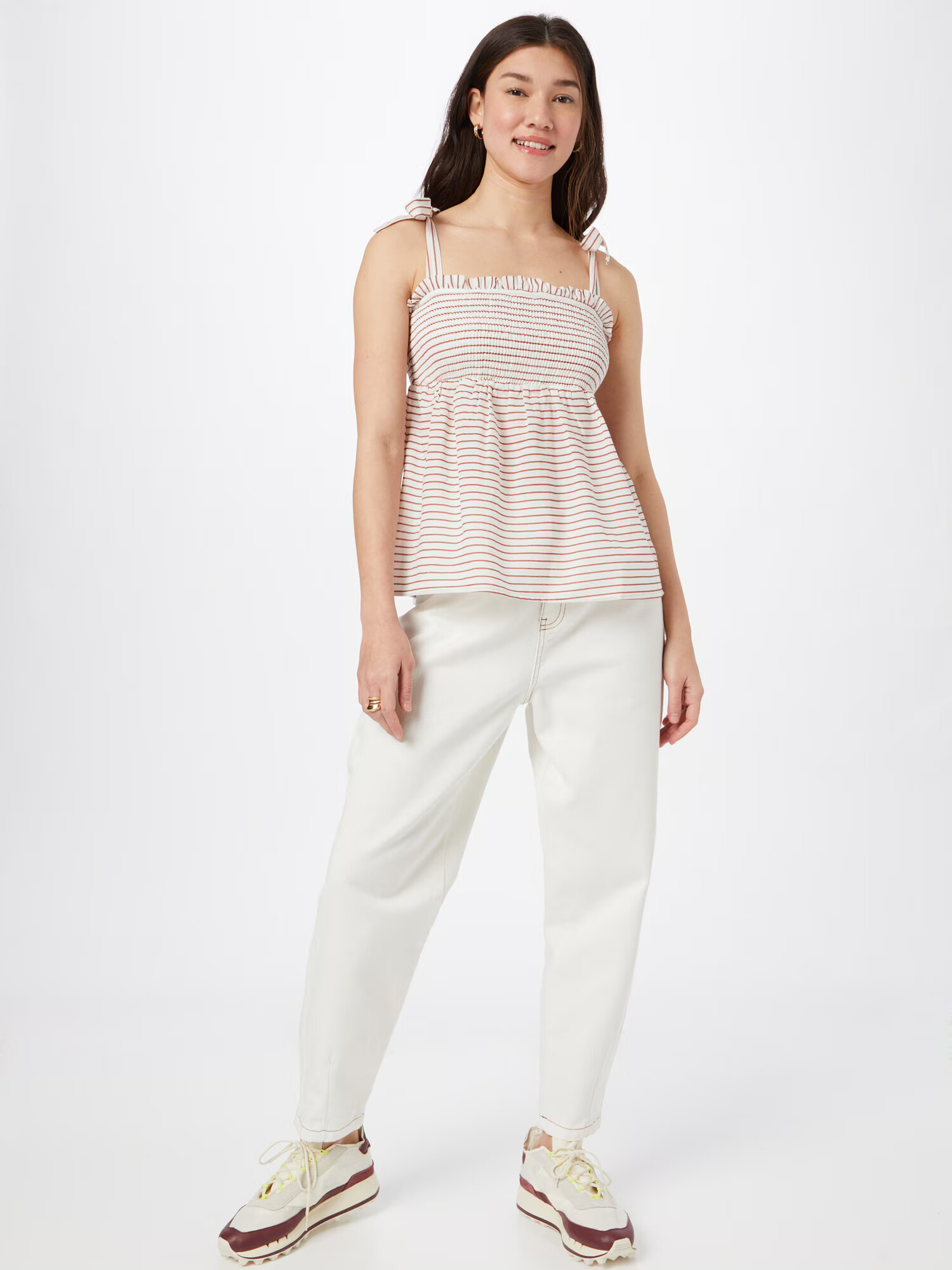 VERO MODA Top 'ELI' roz pitaya / alb - Pled.ro