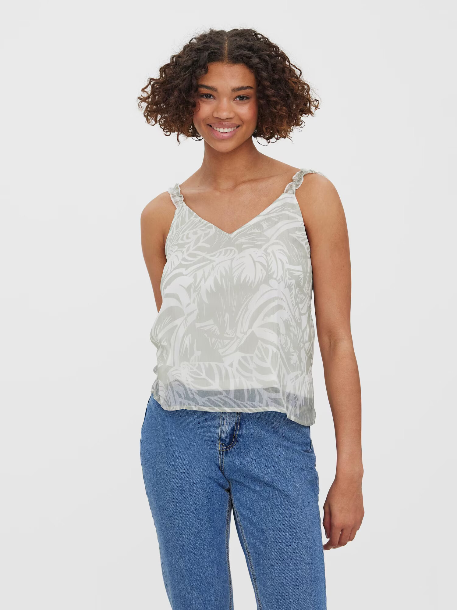 VERO MODA Top 'KAYA' verde pastel / alb - Pled.ro