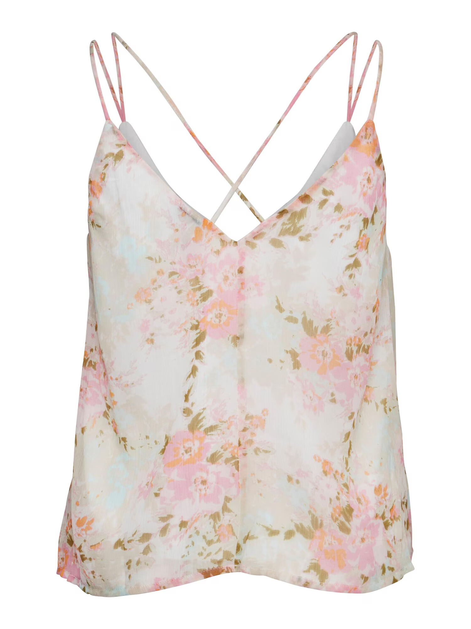 VERO MODA Top 'Lia' albastru deschis / oliv / portocaliu deschis / roz deschis / alb lână - Pled.ro