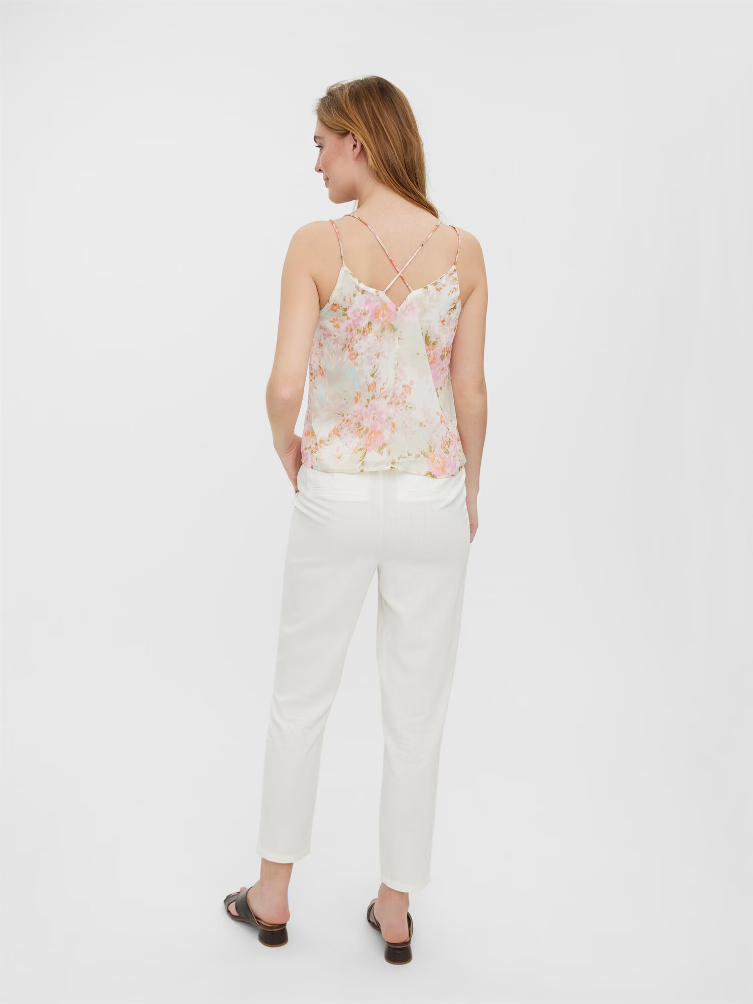 VERO MODA Top 'Lia' albastru deschis / oliv / portocaliu deschis / roz deschis / alb lână - Pled.ro