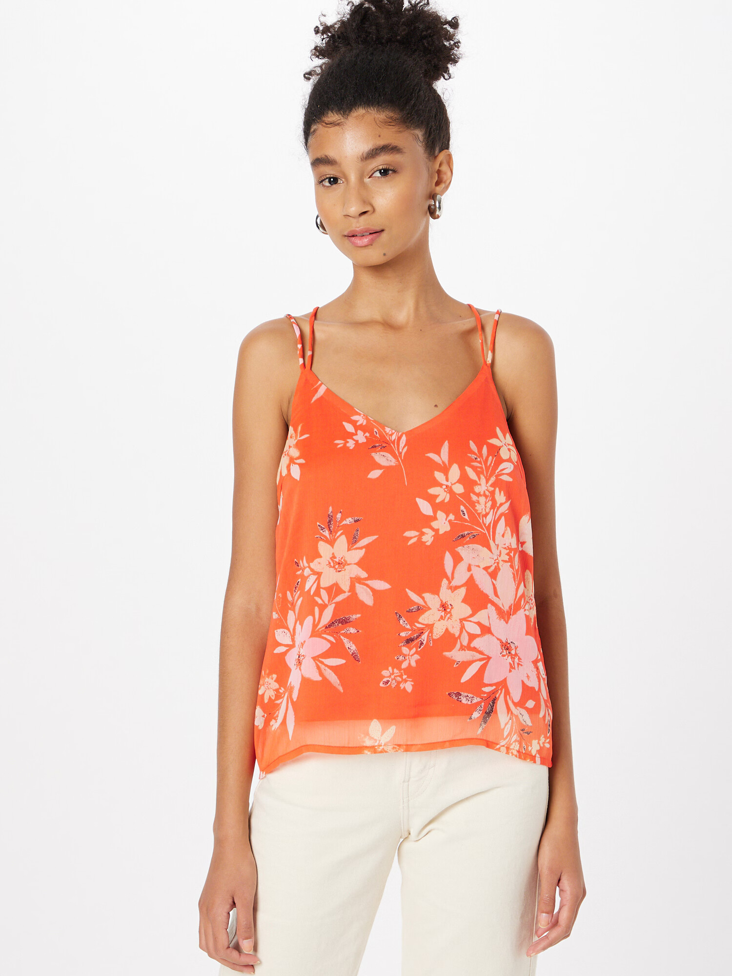 VERO MODA Top 'Lia' portocaliu / alb - Pled.ro