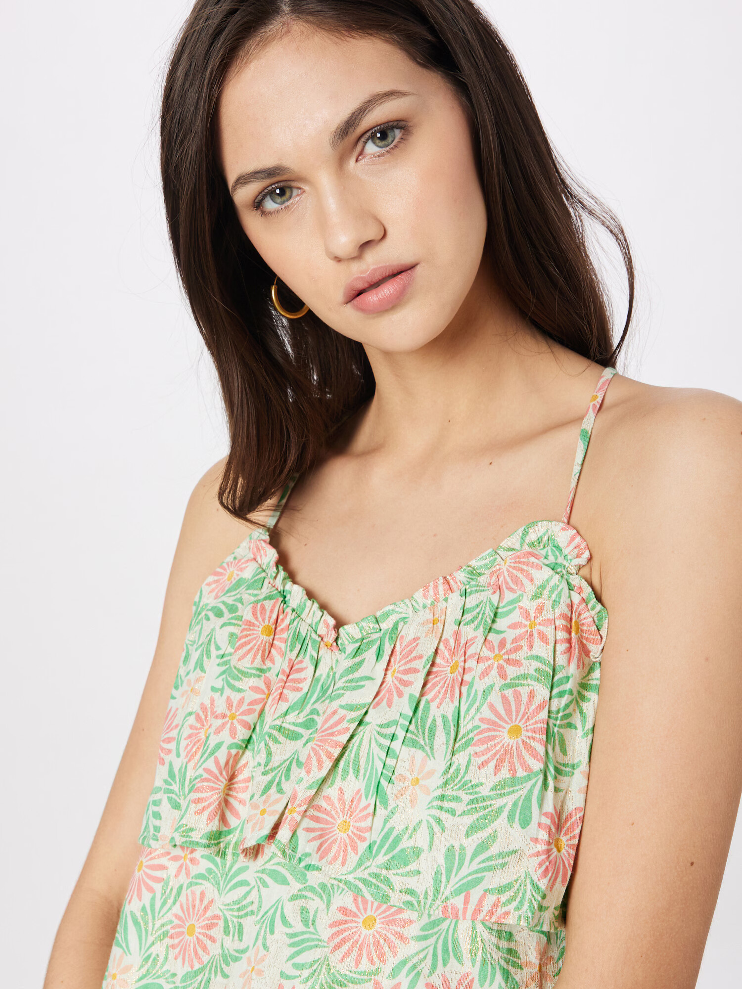 VERO MODA Top 'LINA' bej / auriu / verde / portocaliu / roșu pepene - Pled.ro