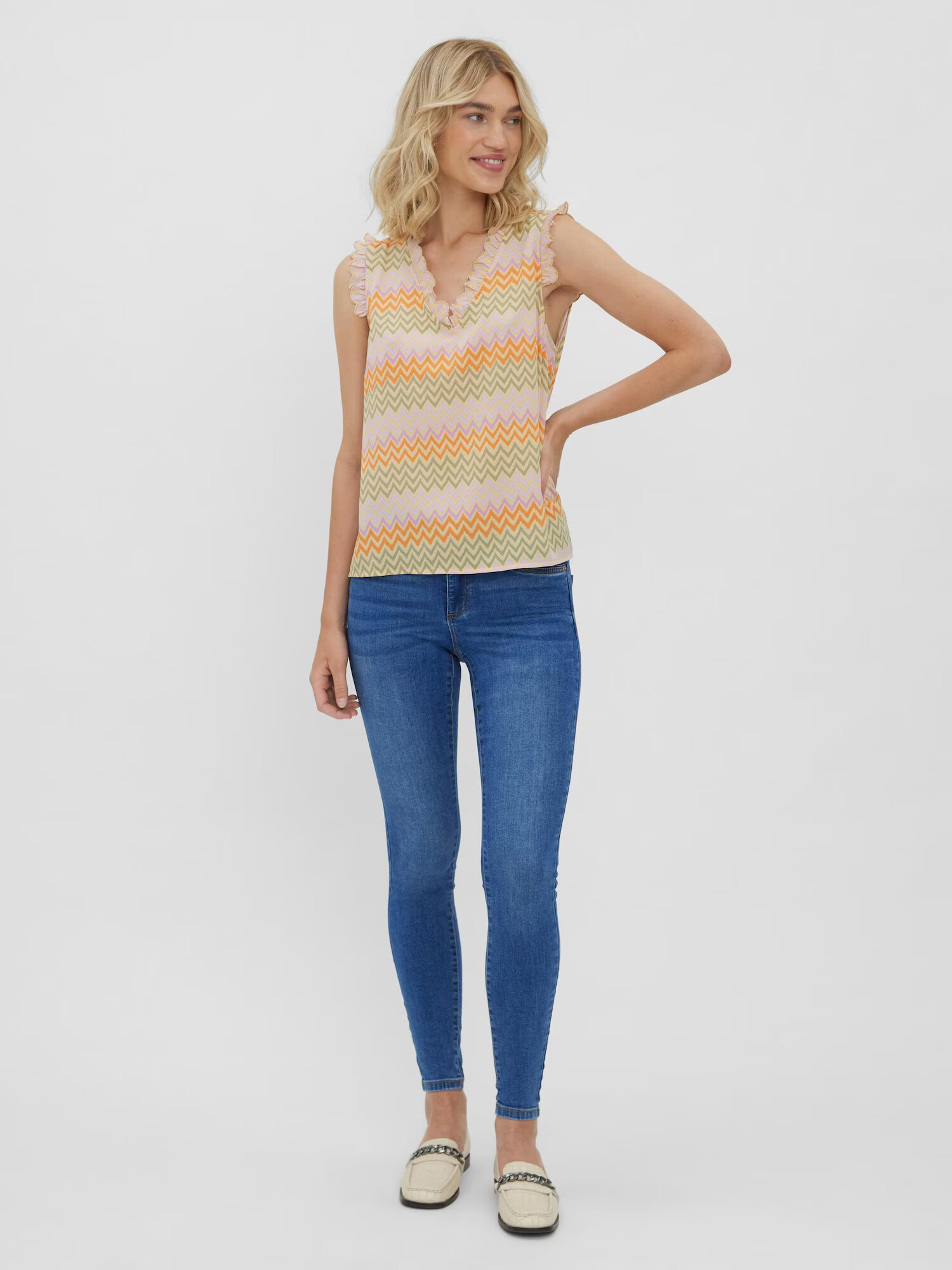 VERO MODA Top 'Odga' nisipiu / albastru deschis / kaki / mov deschis / portocaliu - Pled.ro