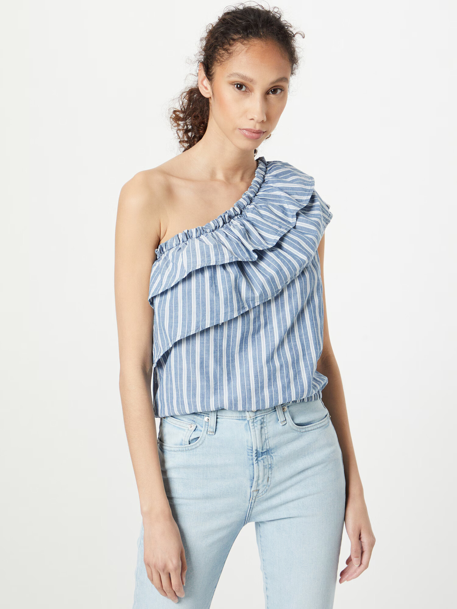 VERO MODA Top 'PAULINA' albastru fumuriu / alb - Pled.ro