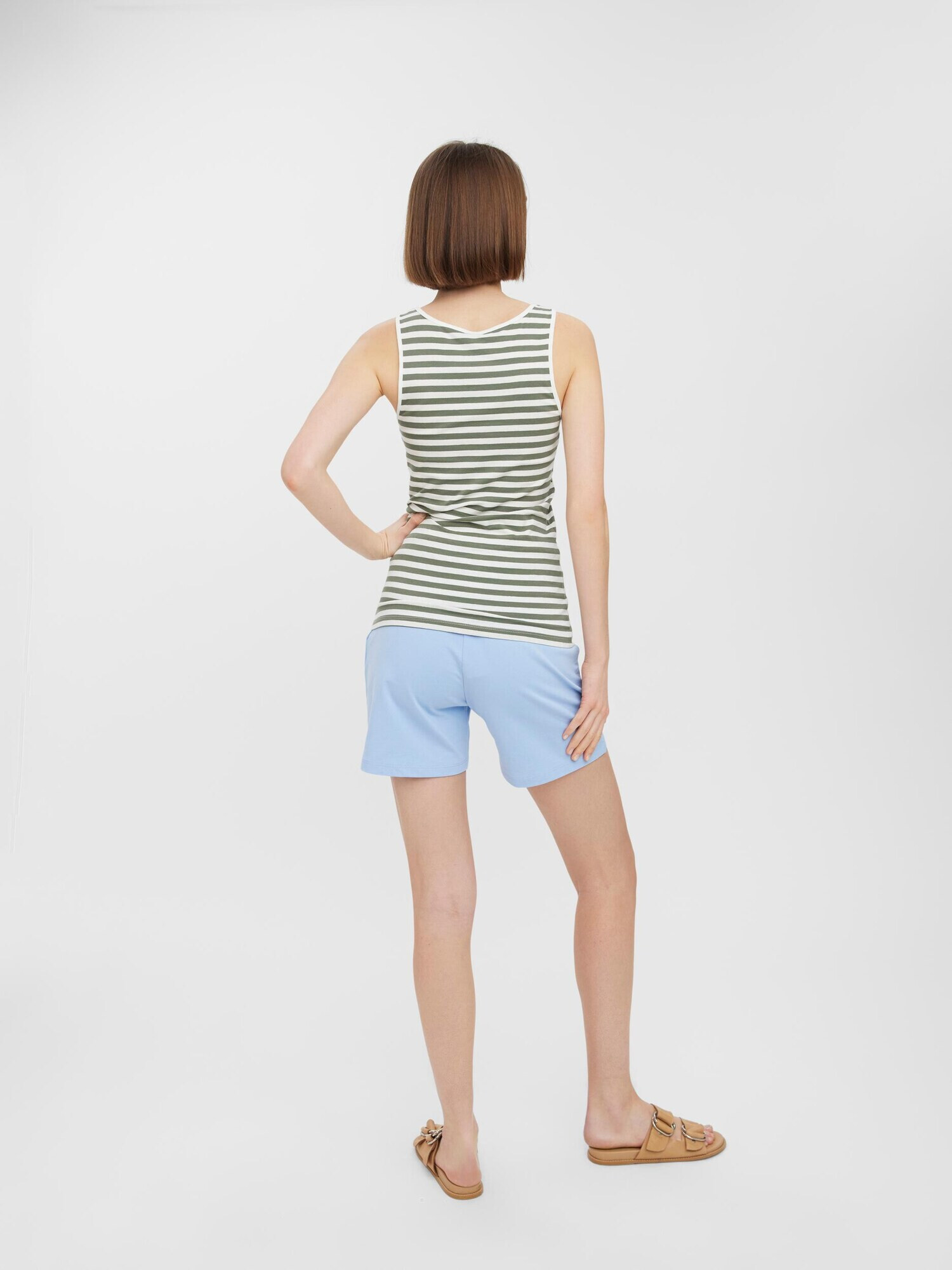 VERO MODA Top 'Sailor Sabbi' verde pastel / alb lână - Pled.ro