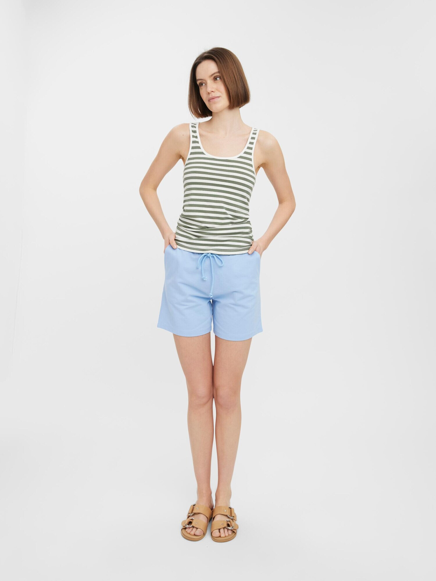 VERO MODA Top 'Sailor Sabbi' verde pastel / alb lână - Pled.ro