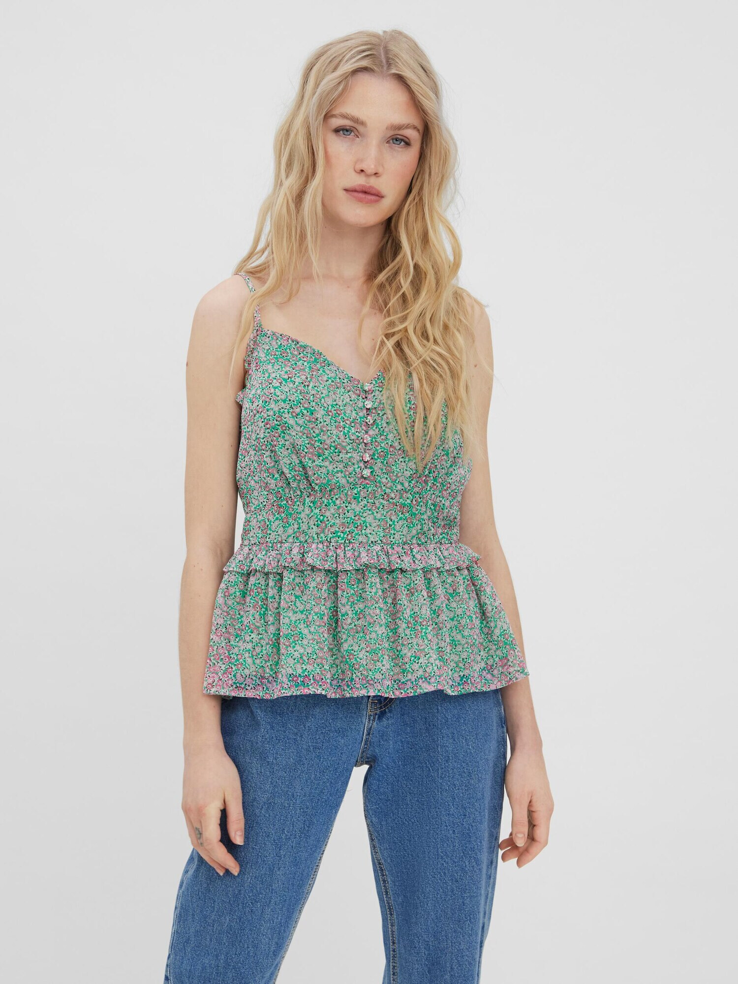 VERO MODA Top 'URBA' verde / roz / negru / alb - Pled.ro