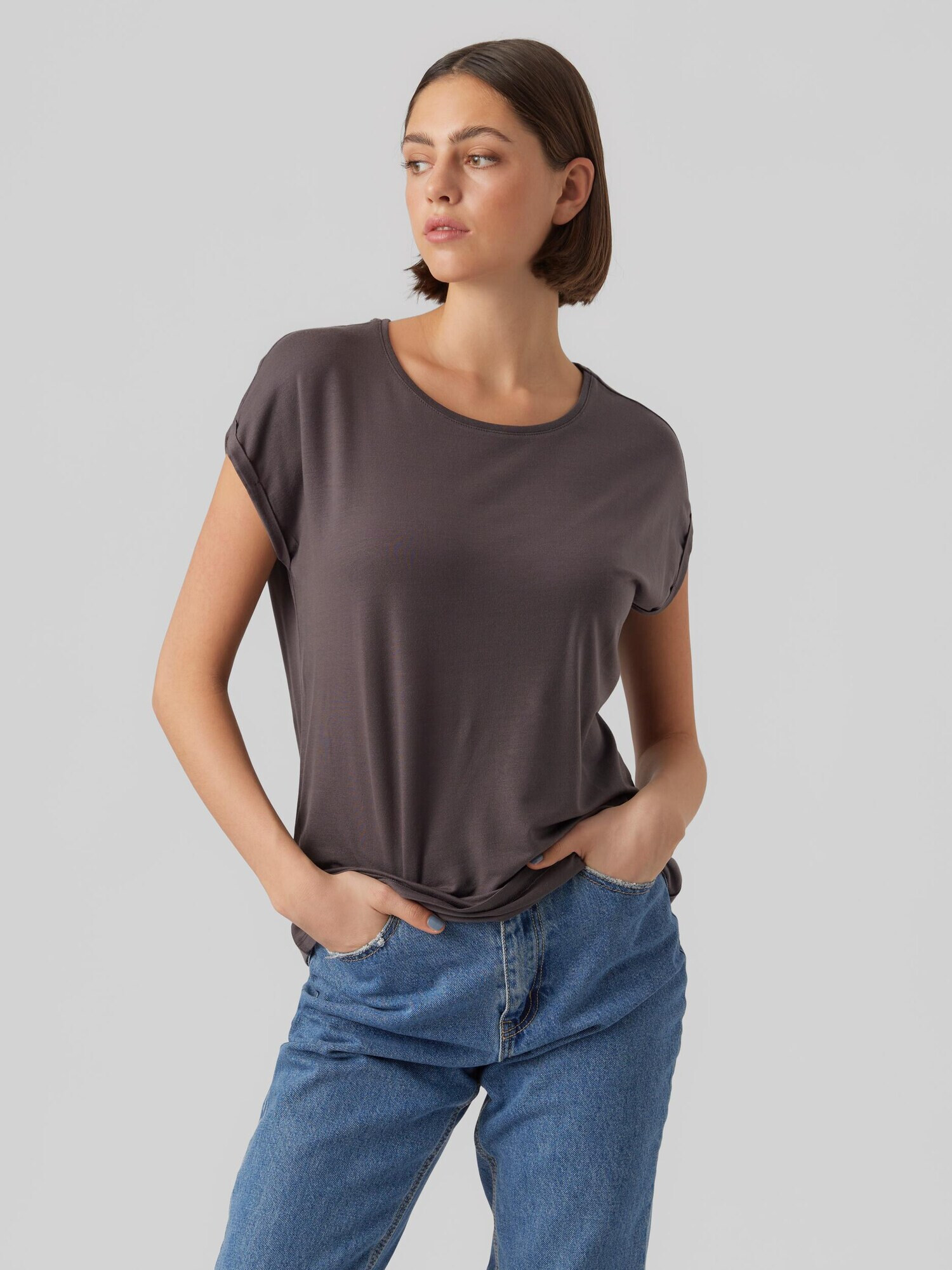 VERO MODA Tricou 'AVA' gri închis - Pled.ro