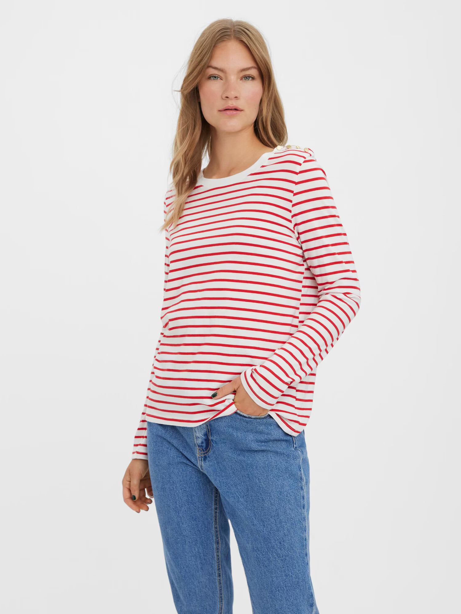 VERO MODA Tricou 'LEXIE APRIL' roșu / alb - Pled.ro