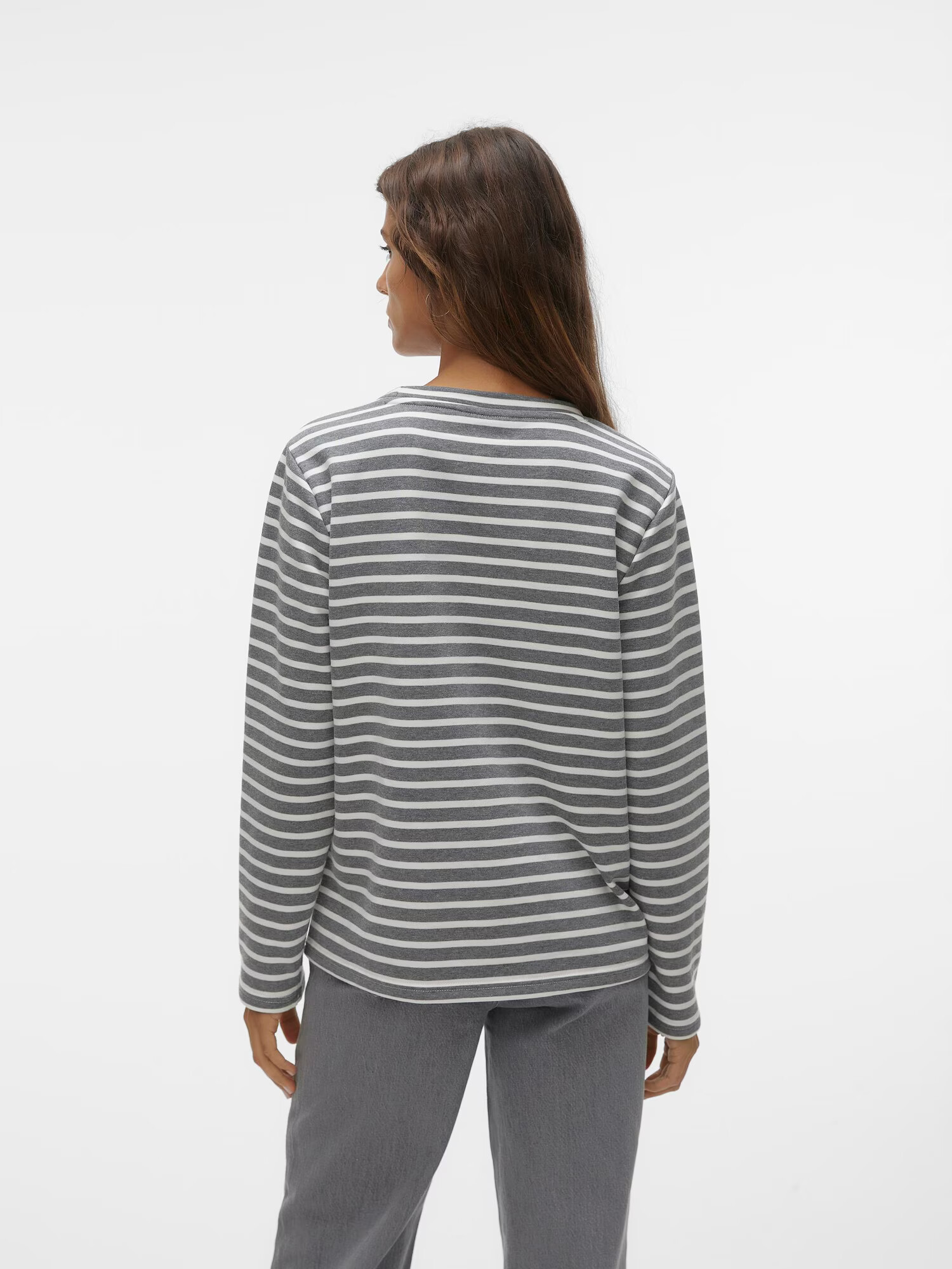 VERO MODA Tricou 'MATHILDE' gri metalic / alb - Pled.ro