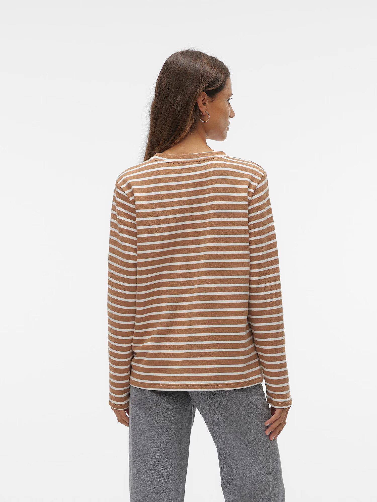 VERO MODA Tricou 'MATHILDE' maro / alb - Pled.ro