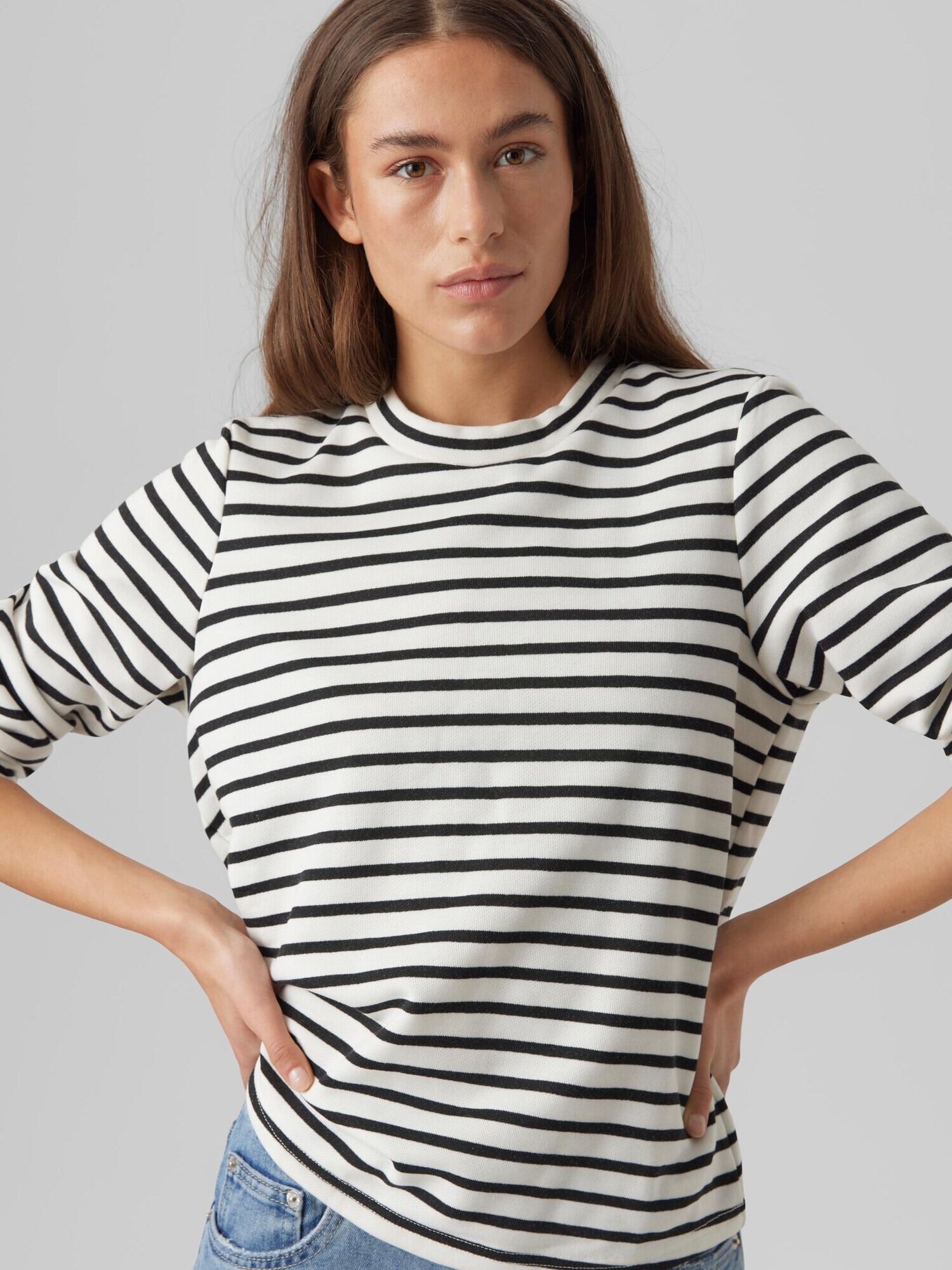 VERO MODA Tricou 'Mathilde' negru / alb - Pled.ro