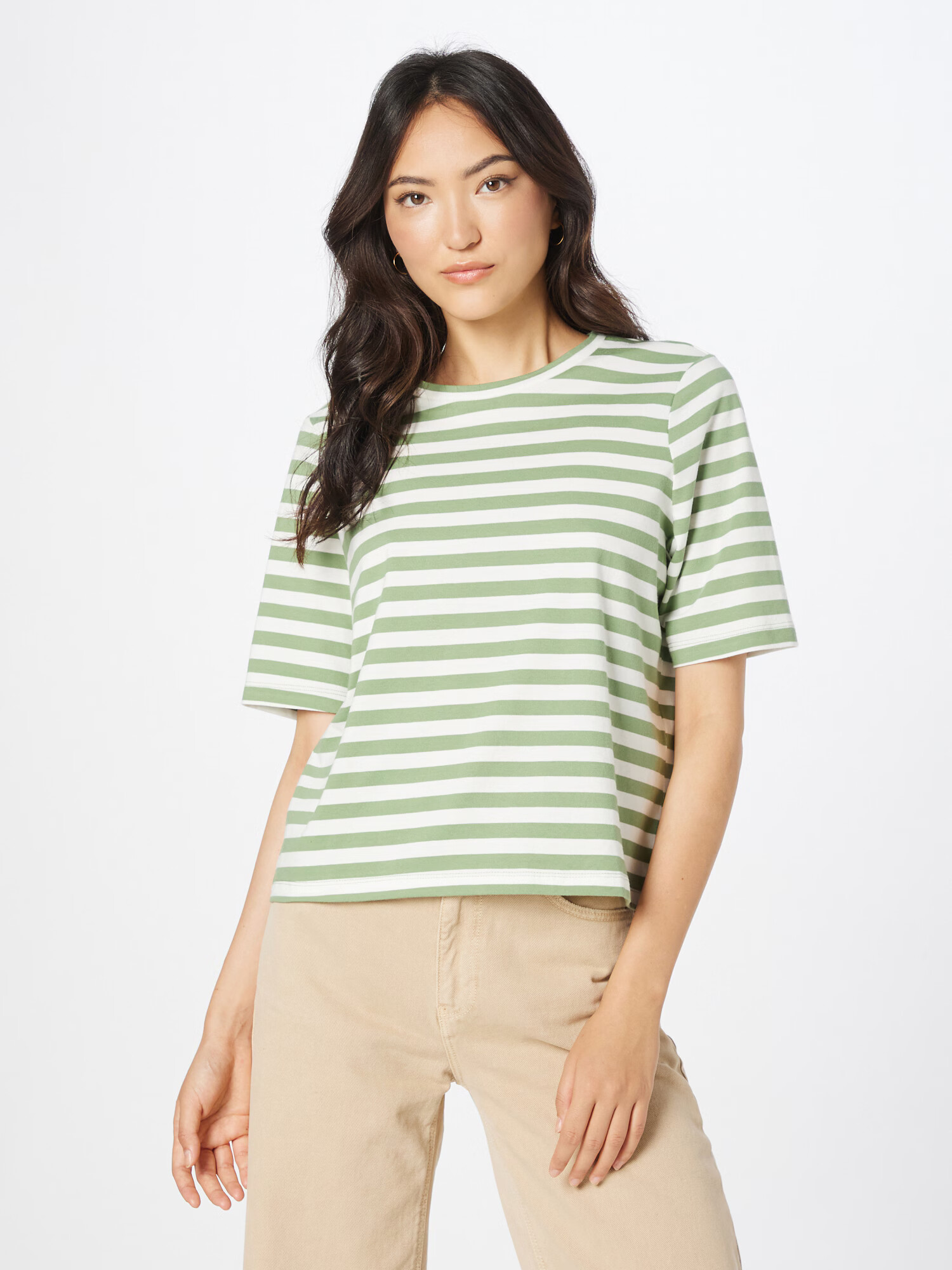 VERO MODA Tricou 'MOLLY' verde deschis / alb - Pled.ro