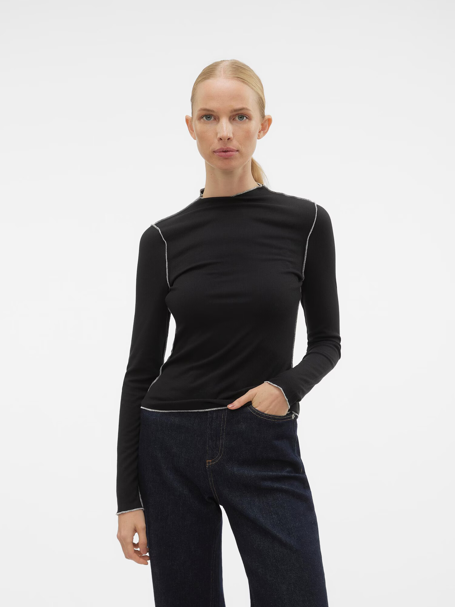 VERO MODA Tricou 'SNIPA' negru / alb - Pled.ro