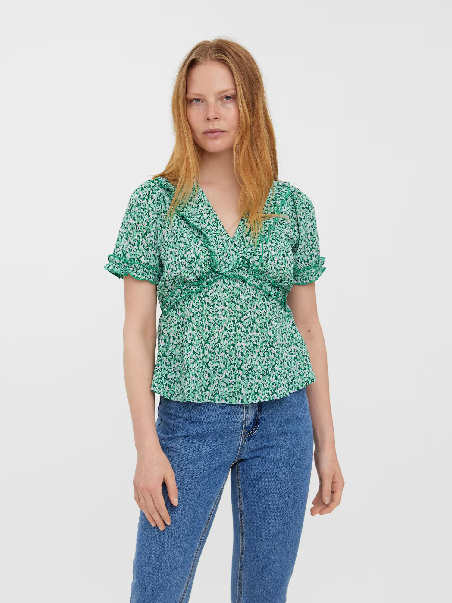 VERO MODA Tricou 'Splash' verde / verde mentă / verde închis / alb - Pled.ro