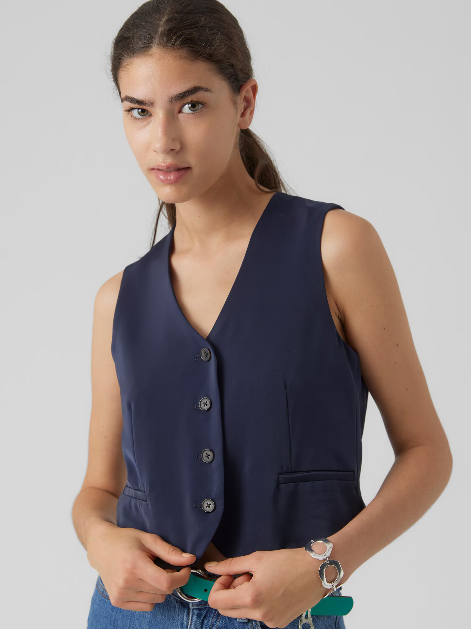 VERO MODA Vestă de costum 'AYOETIMA' bleumarin / negru - Pled.ro