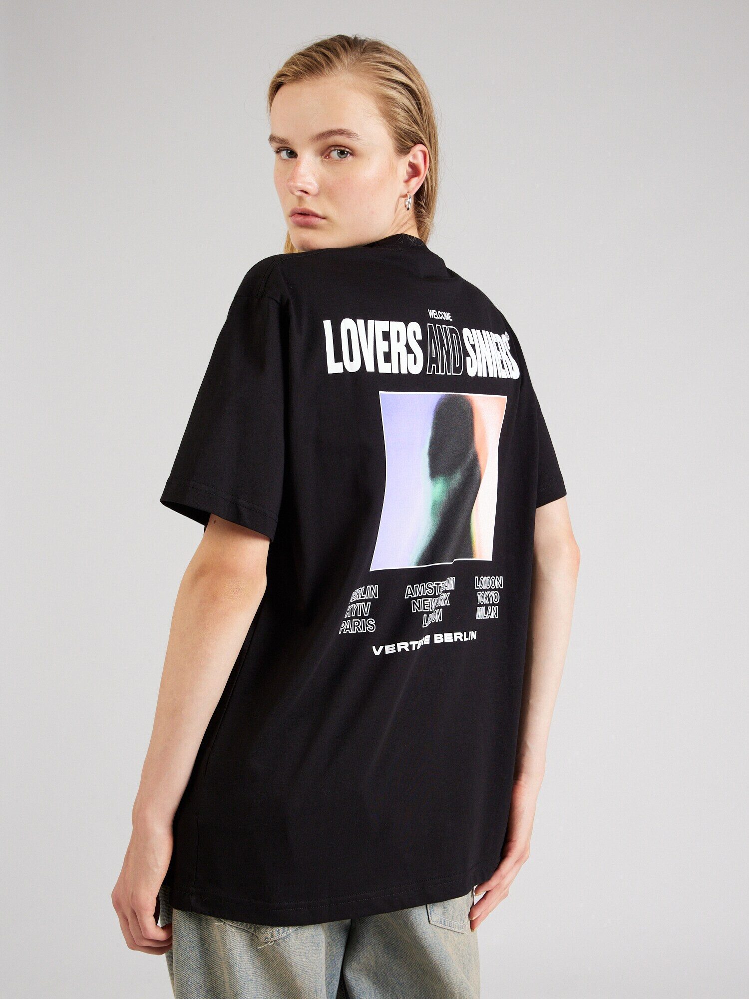 Vertere Berlin Tricou 'LOVERS AND SINNERS' verde deschis / portocaliu deschis / negru / alb - Pled.ro