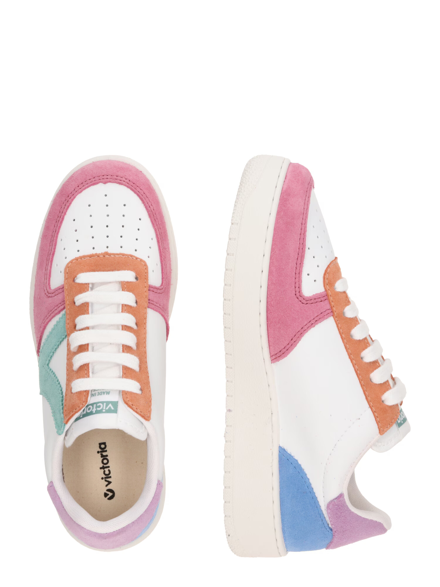 VICTORIA Sneaker low 'MADRID' albastru pastel / portocaliu închis / roz închis / alb - Pled.ro