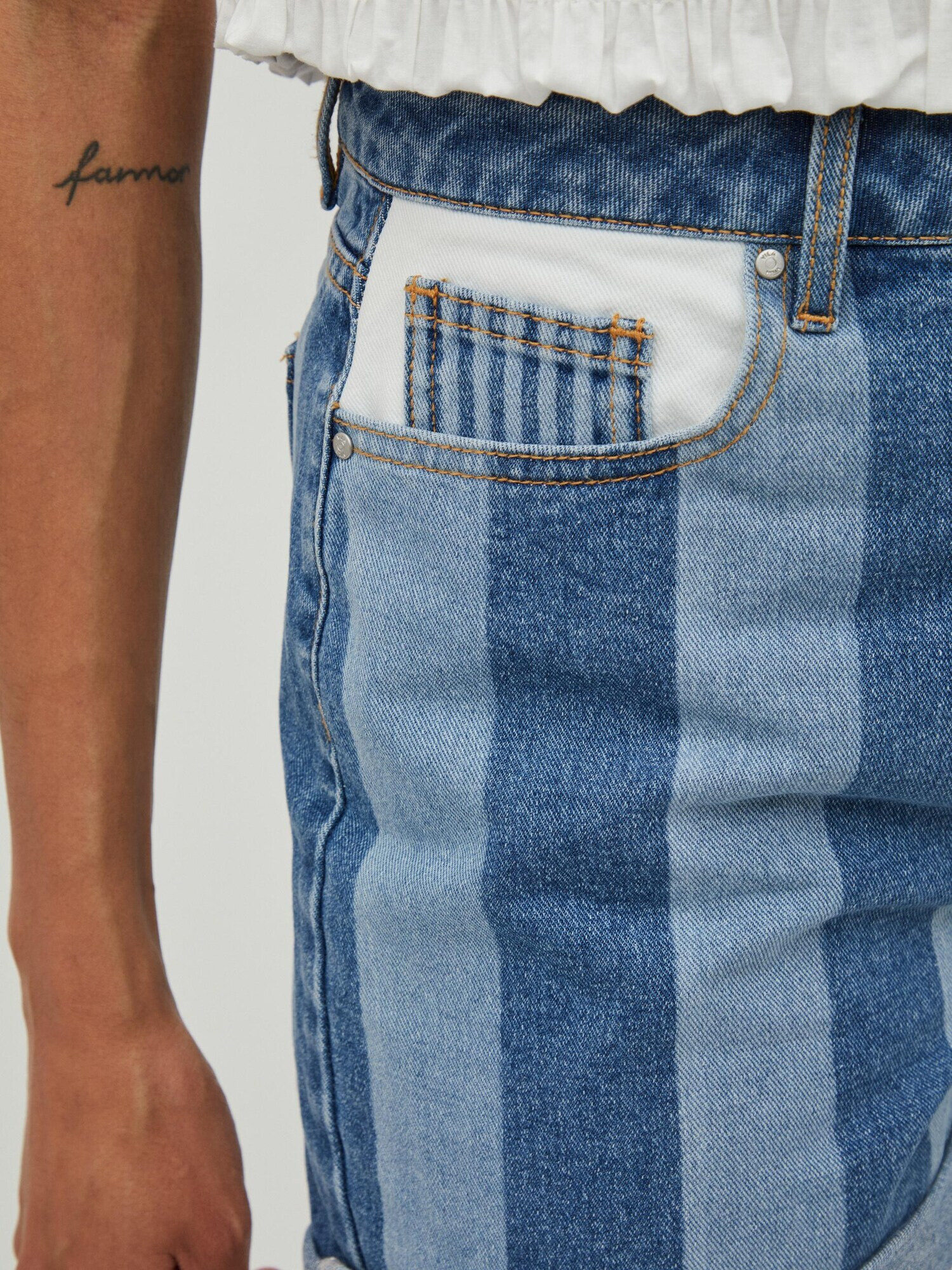 VILA Jeans 'Nicala' albastru denim / alb - Pled.ro