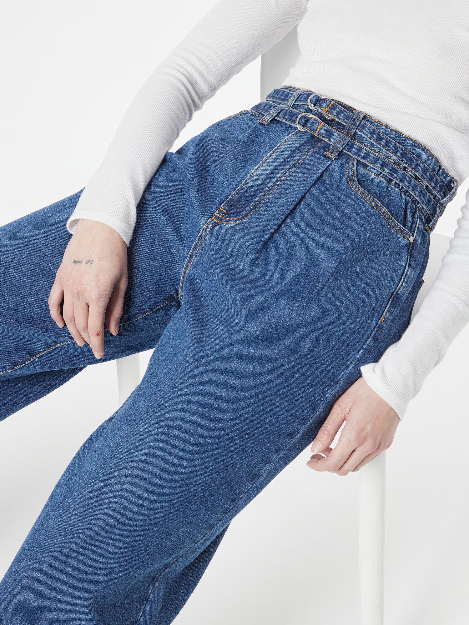 VILA ROUGE Pantaloni cu cute 'SPACE' albastru denim - Pled.ro