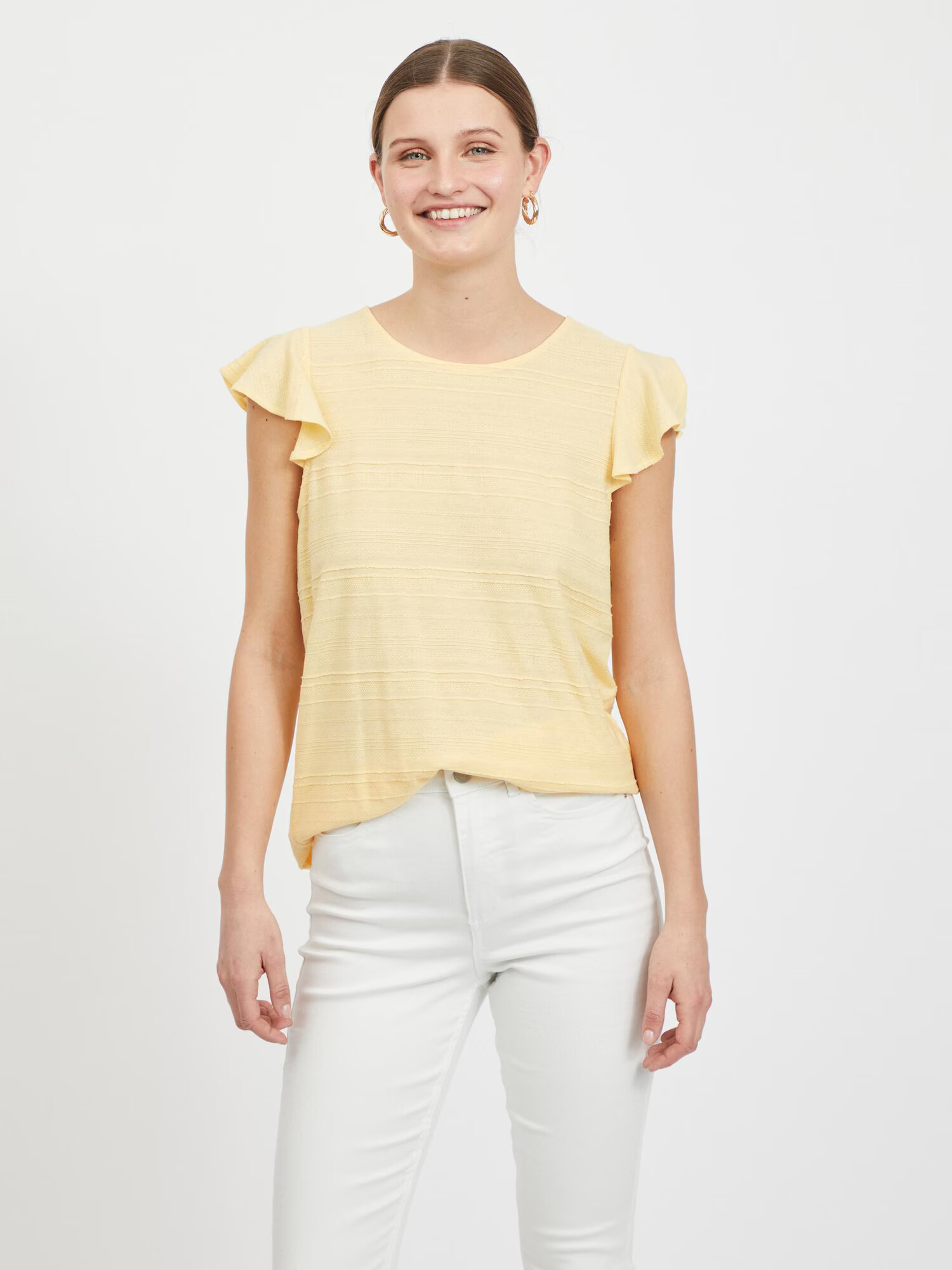 VILA Tricou galben pastel - Pled.ro