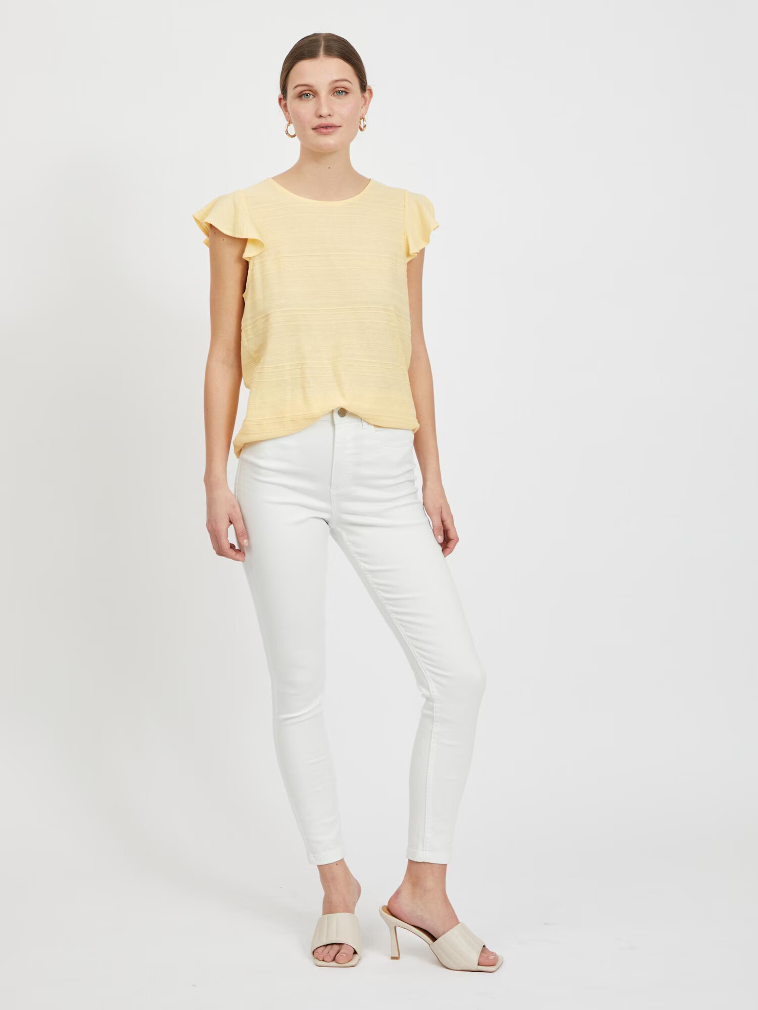 VILA Tricou galben pastel - Pled.ro