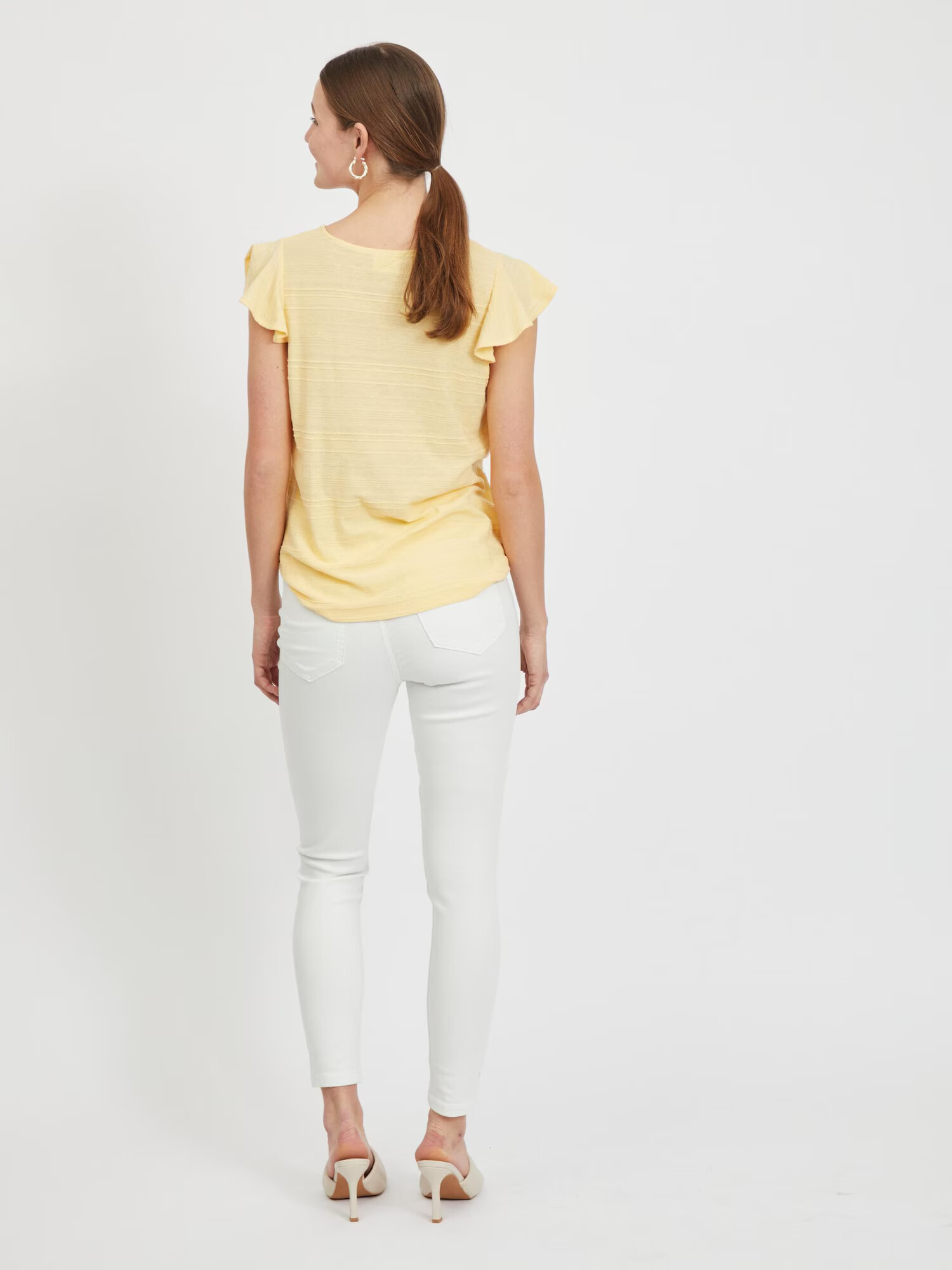 VILA Tricou galben pastel - Pled.ro