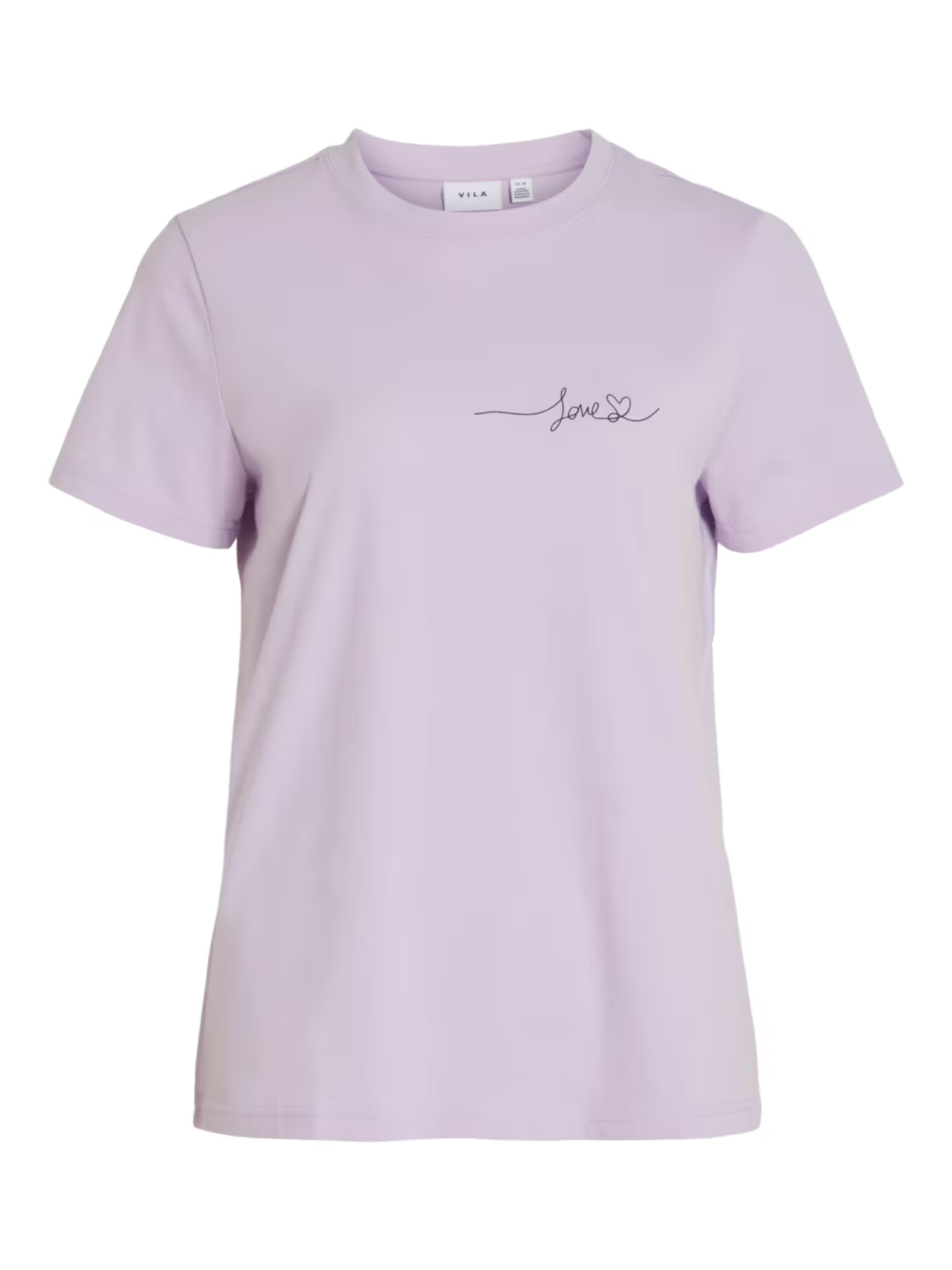 VILA Tricou 'Pure love' mov pastel / negru - Pled.ro