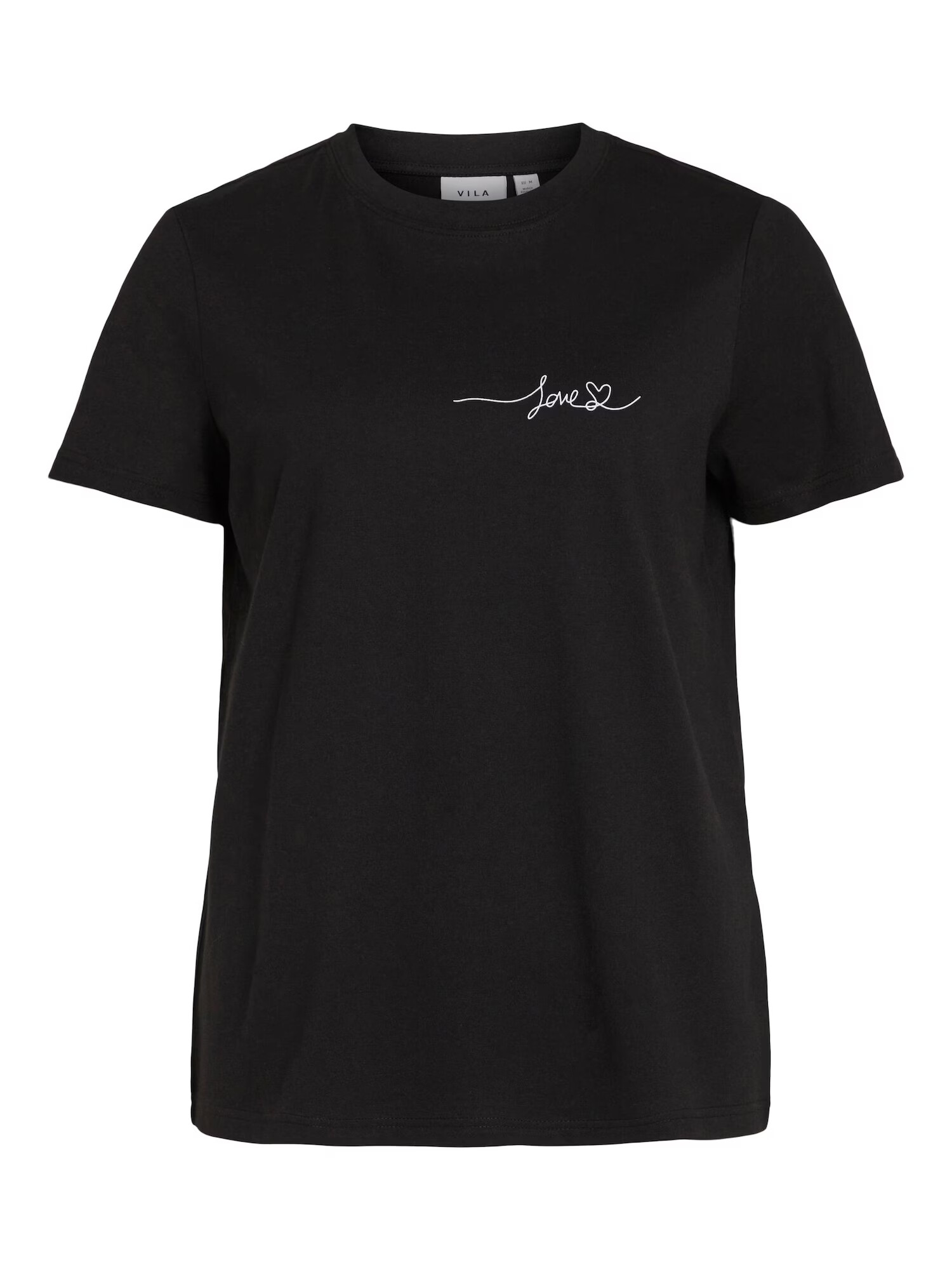 VILA Tricou 'PURE LOVE' negru / alb - Pled.ro