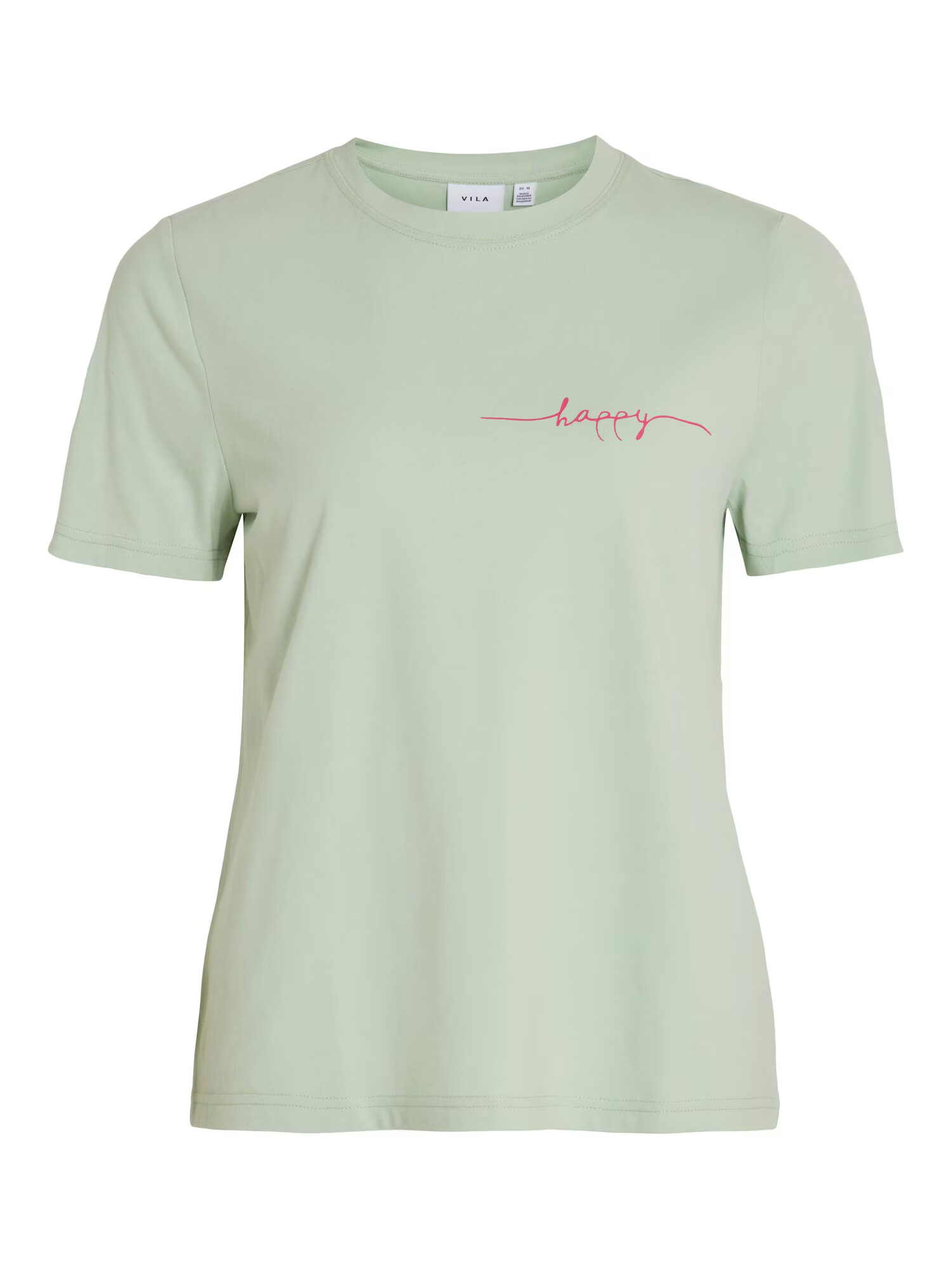 VILA Tricou 'Pure love' verde pastel / roz - Pled.ro