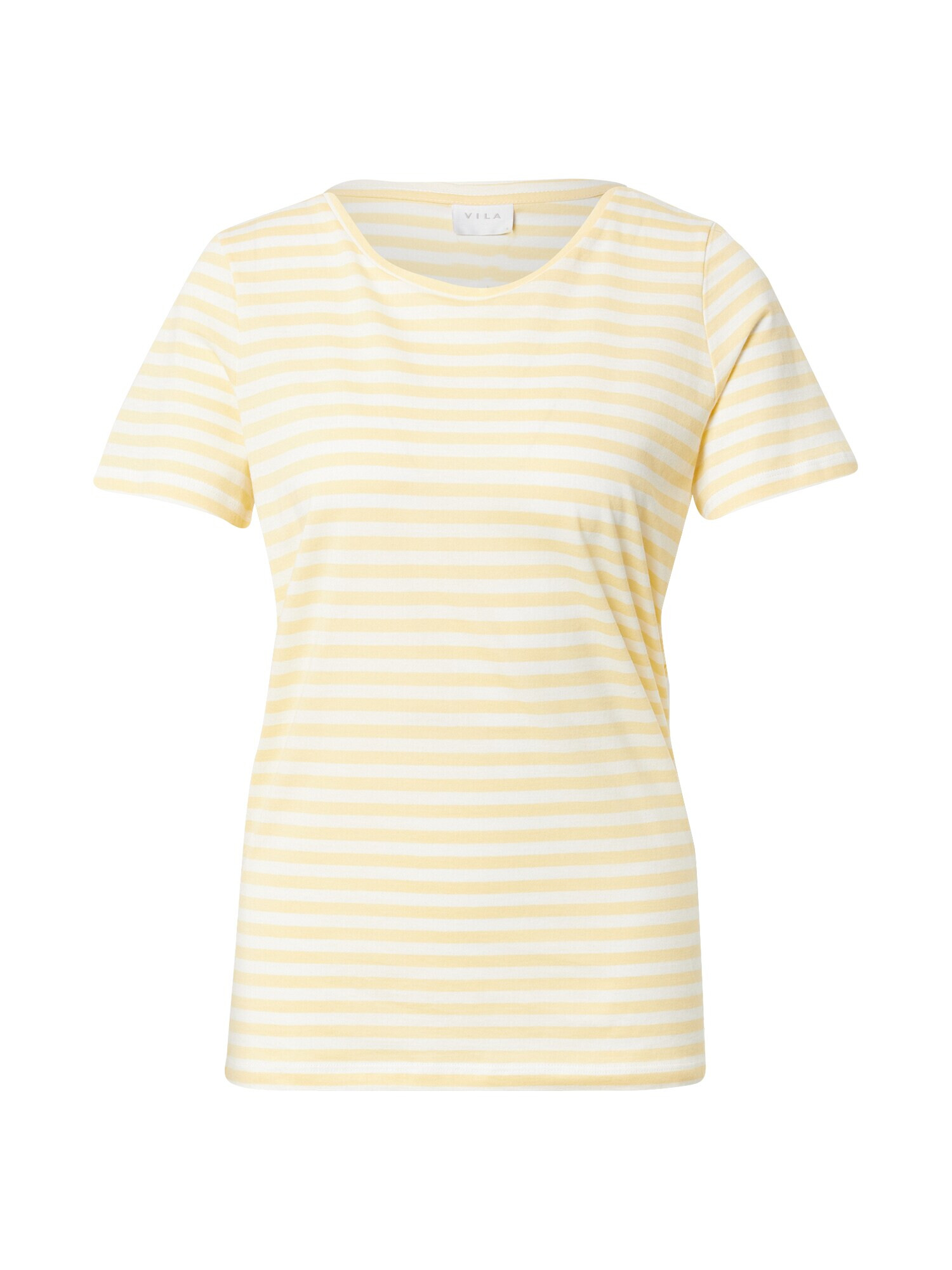 VILA Tricou 'SUS' galben pastel / alb - Pled.ro