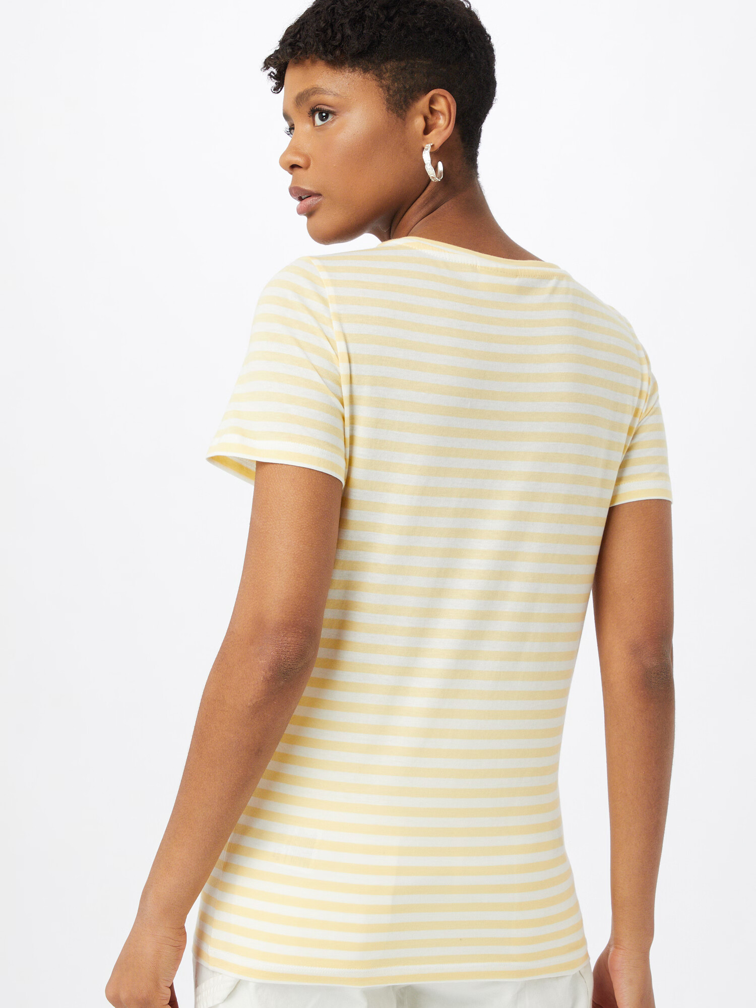 VILA Tricou 'SUS' galben pastel / alb - Pled.ro