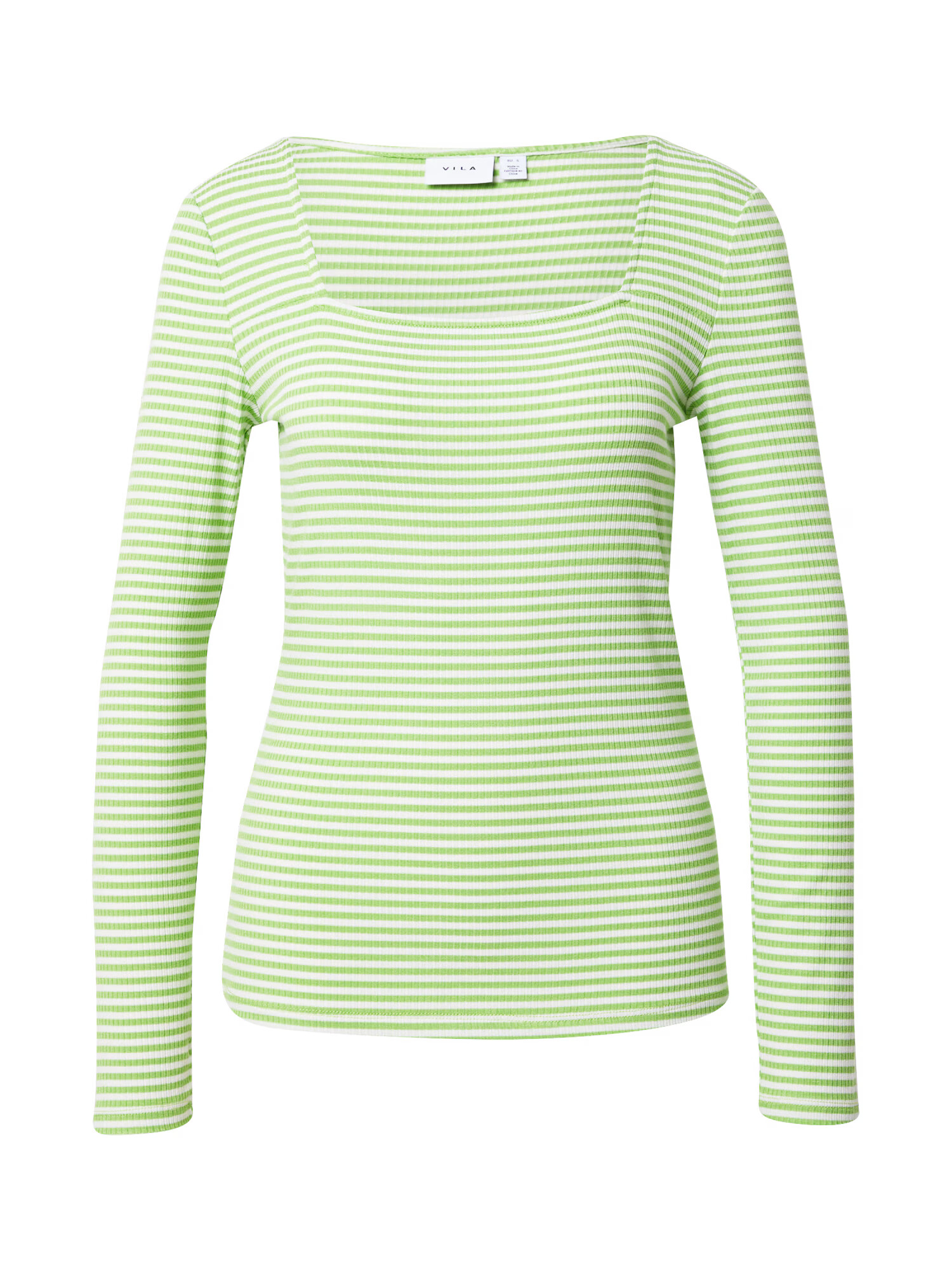 VILA Tricou 'THESSA' verde deschis / alb - Pled.ro