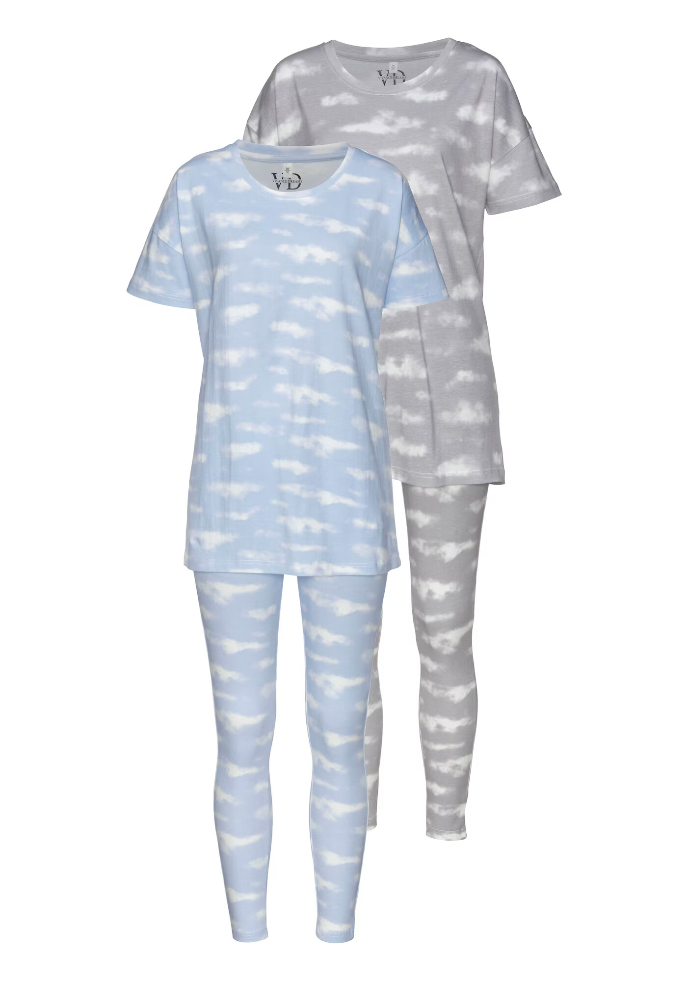 VIVANCE Pijama albastru deschis / gri / alb - Pled.ro