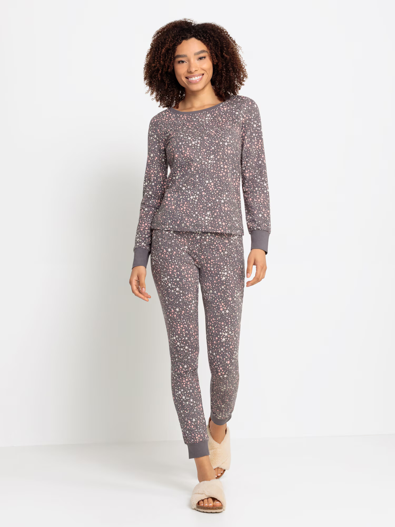 VIVANCE Pijama 'Dreams' gri / alb - Pled.ro