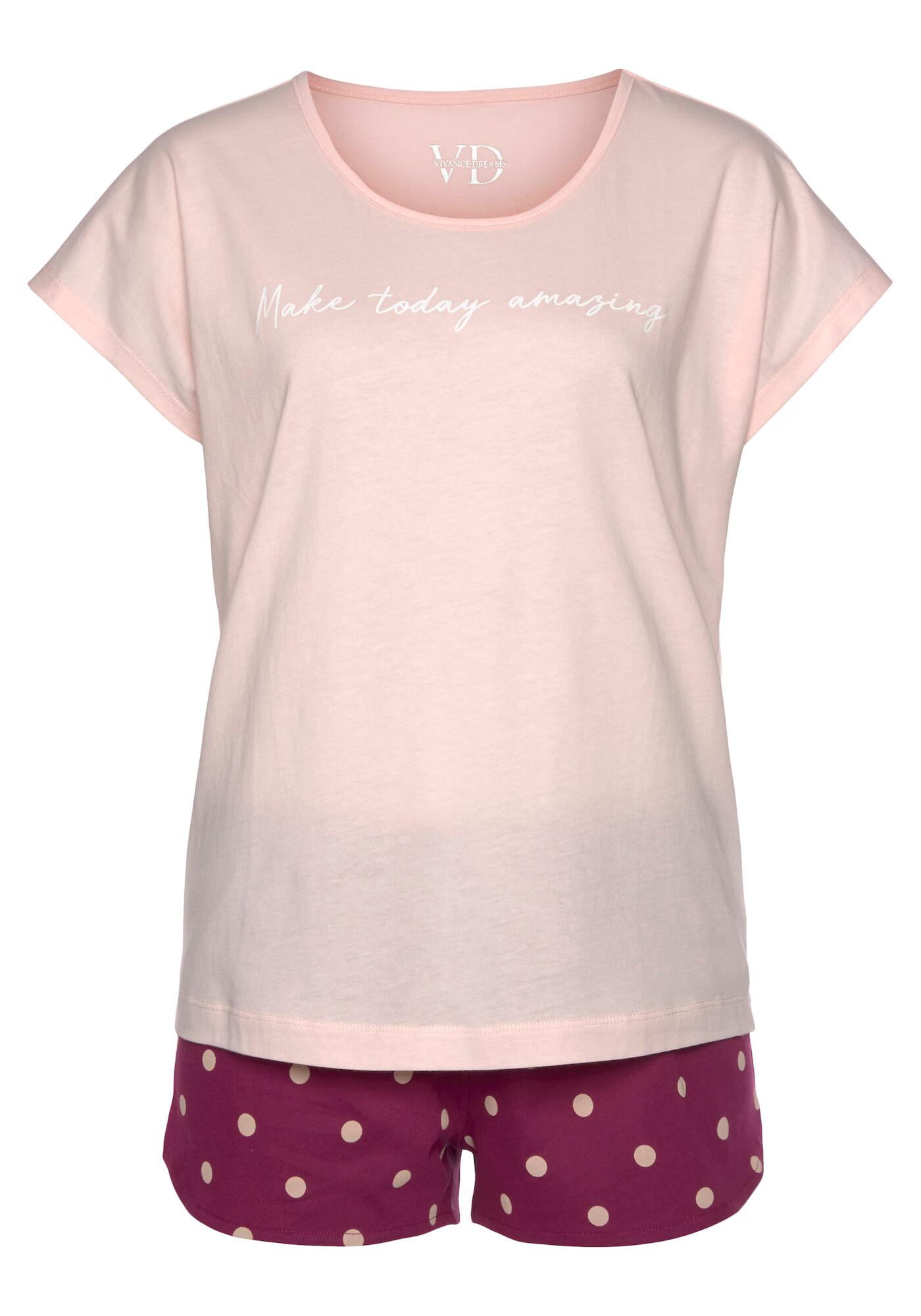 VIVANCE Pijama 'Dreams' fucsia / roz / alb - Pled.ro