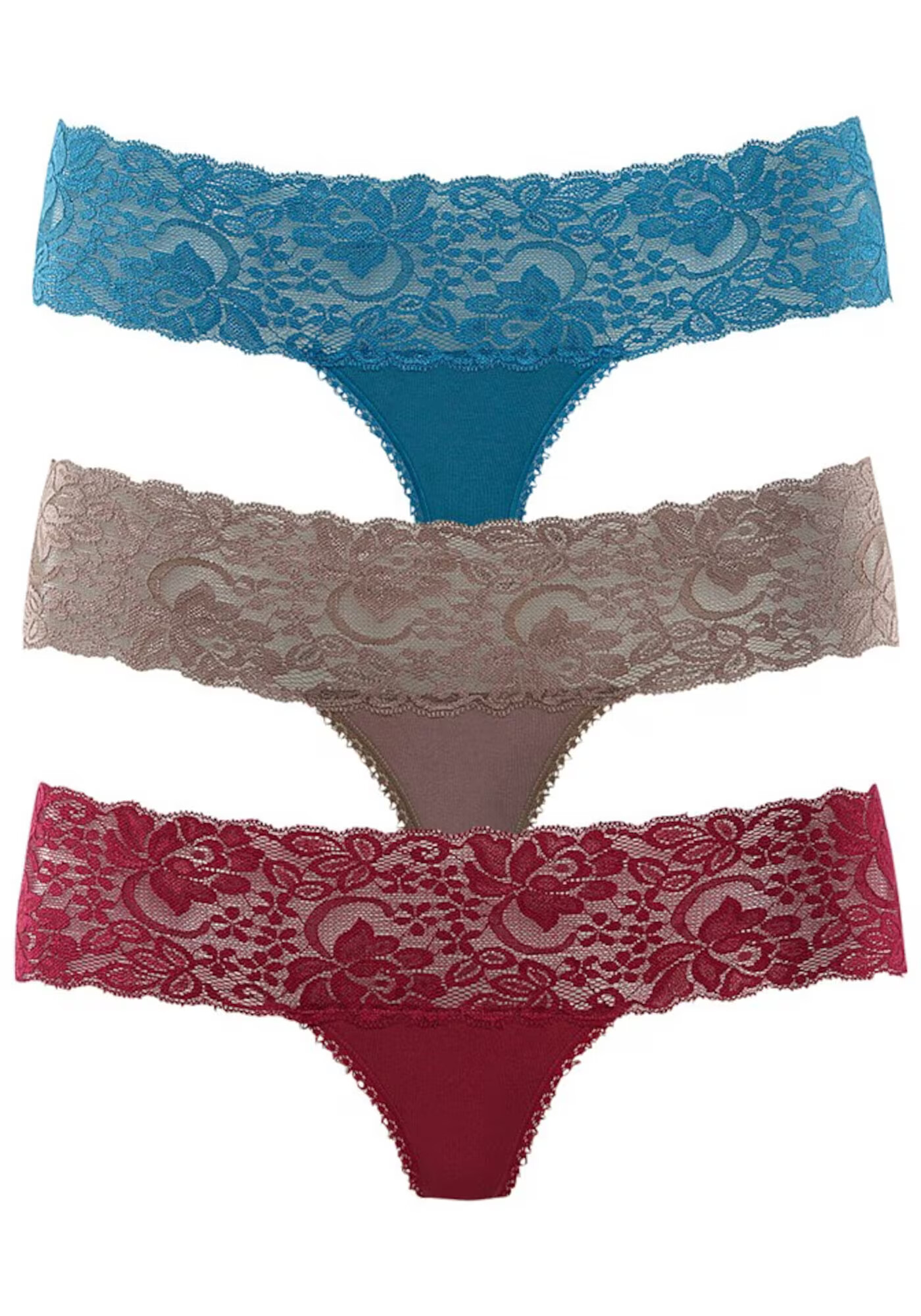 VIVANCE Tanga gri taupe / verde petrol / roșu bordeaux - Pled.ro