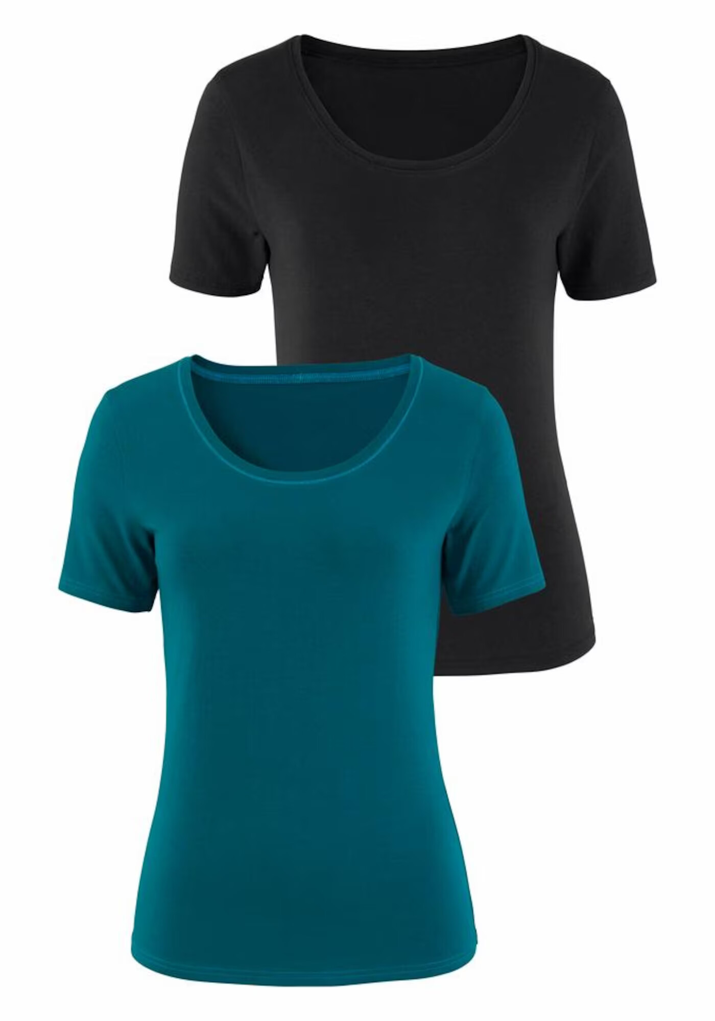 VIVANCE Tricou verde petrol / negru - Pled.ro