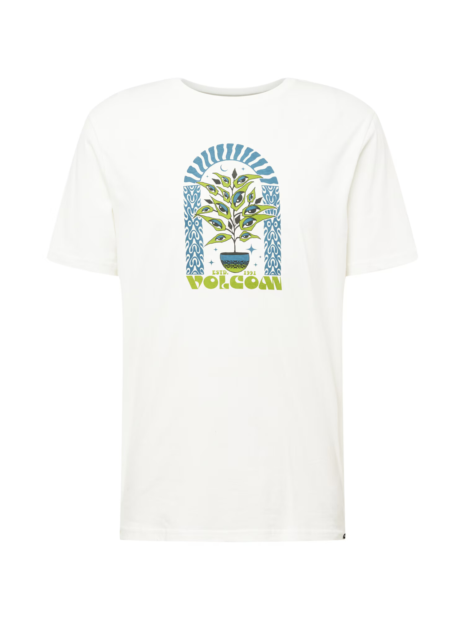 Volcom Tricou 'Delights Farm To Yarn' albastru / verde stuf / negru / alb - Pled.ro