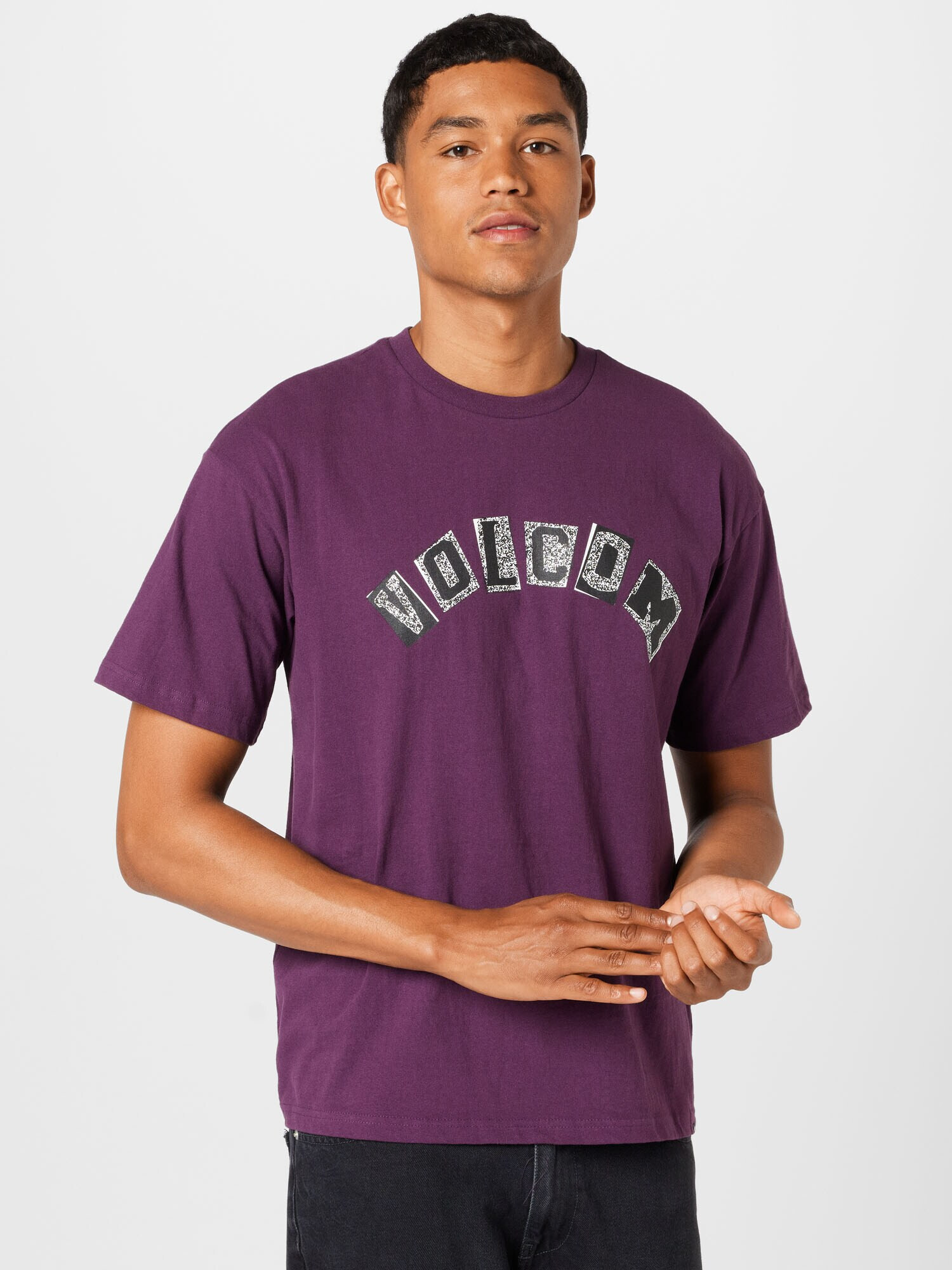 Volcom Tricou 'HI SCHOOL' mov zmeură / negru / alb - Pled.ro