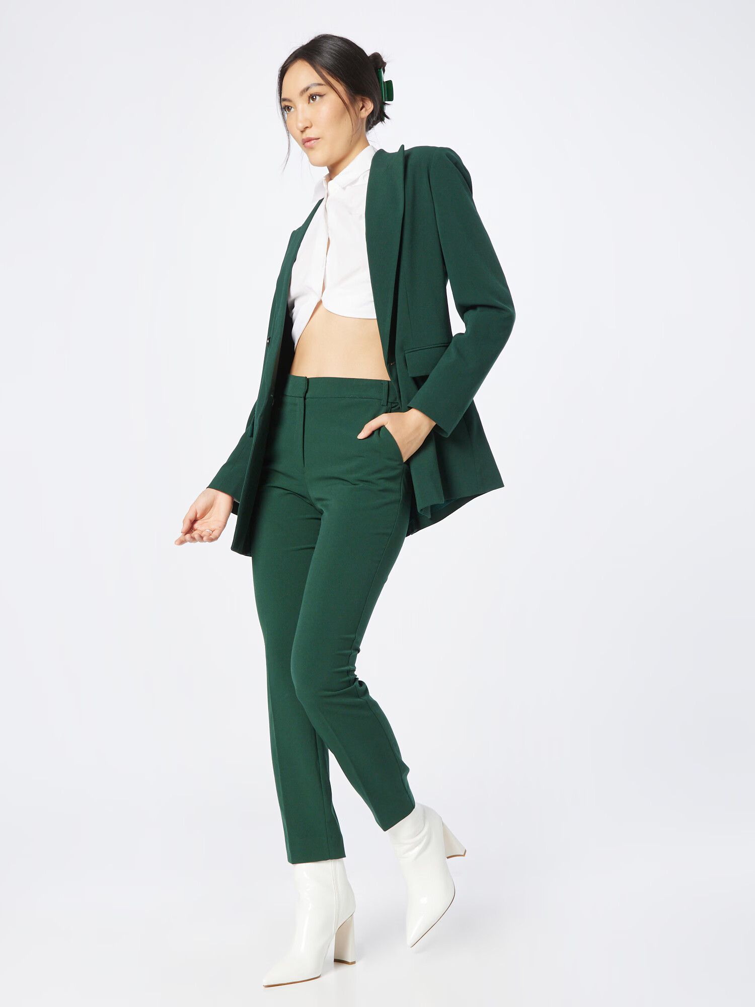 Warehouse Pantaloni cu dungă verde închis - Pled.ro