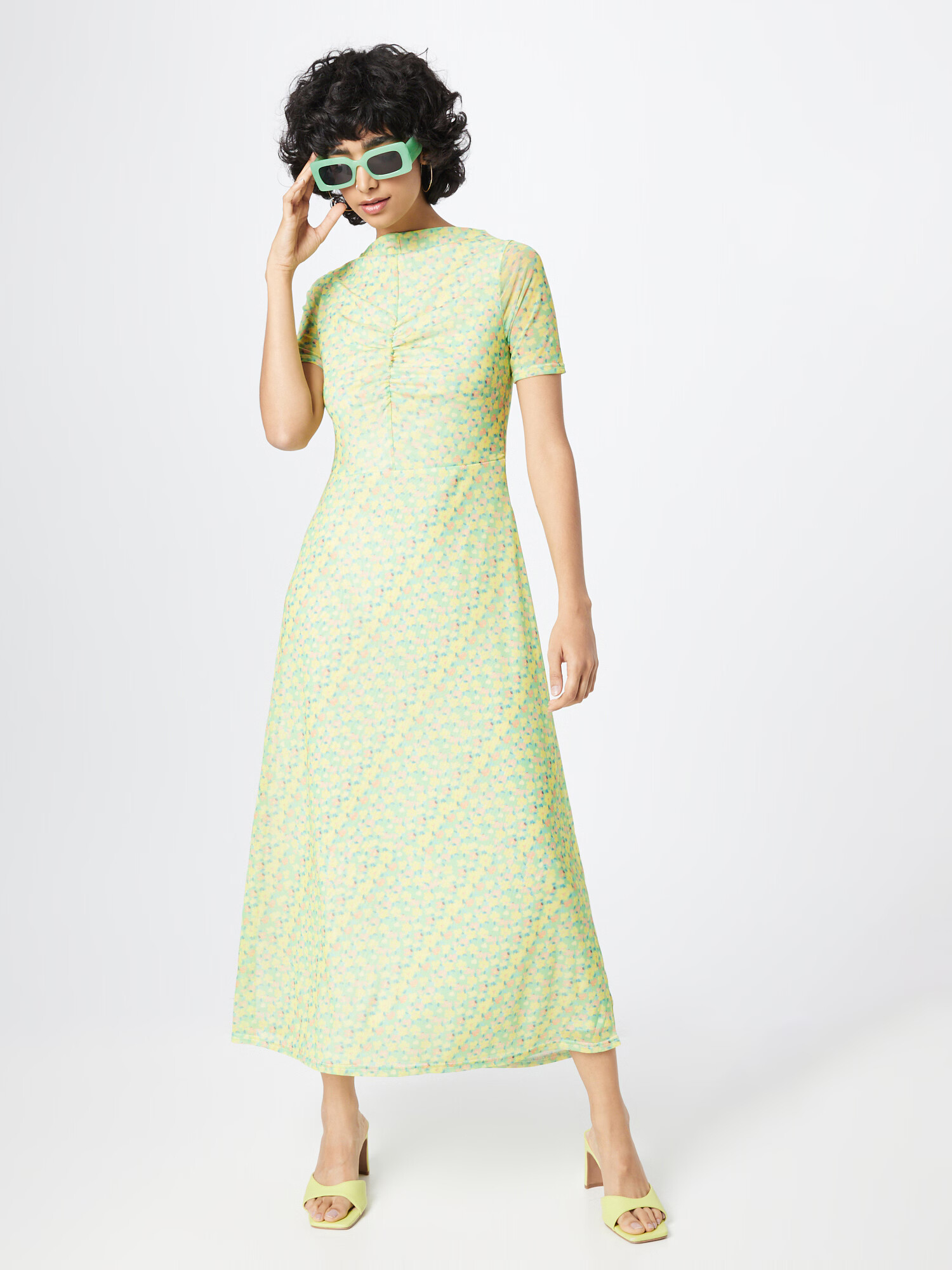 Warehouse Rochie albastru marin / galben citron / verde pastel / corai - Pled.ro