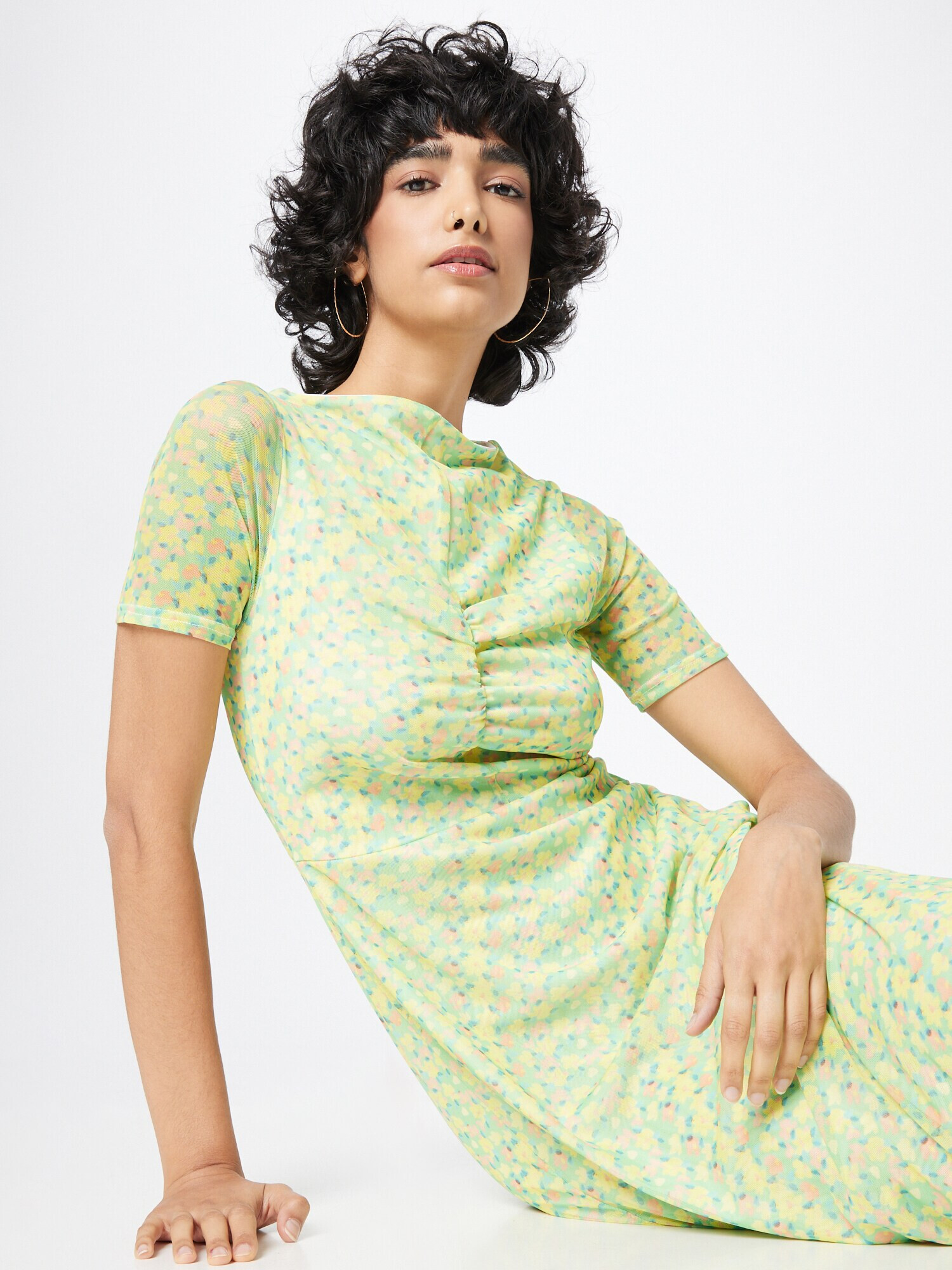 Warehouse Rochie albastru marin / galben citron / verde pastel / corai - Pled.ro