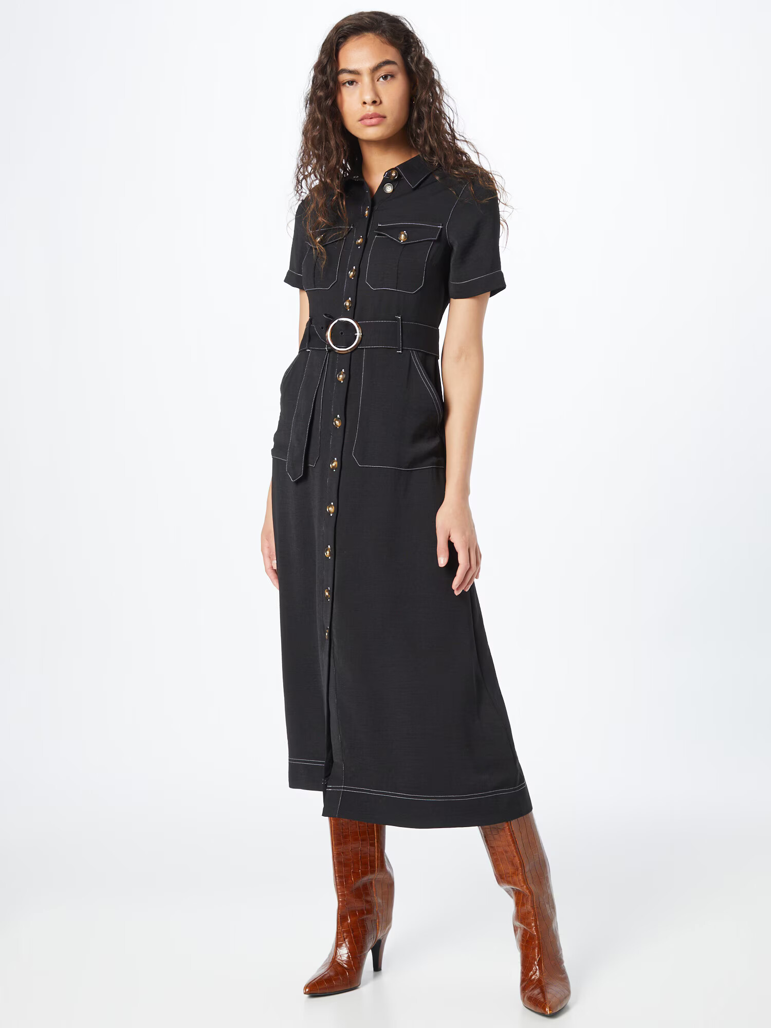 Warehouse Rochie tip bluză negru - Pled.ro