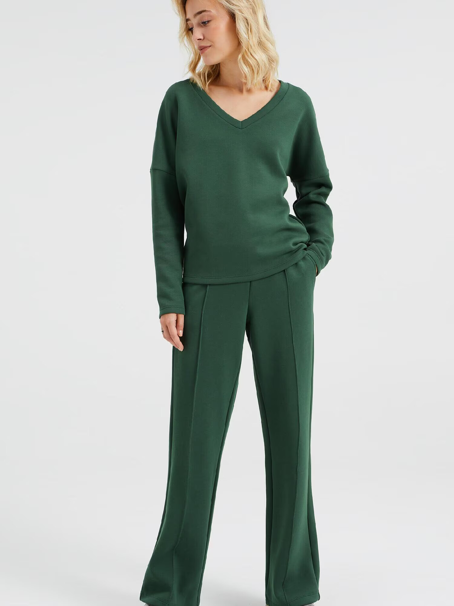 WE Fashion Pantaloni cu dungă verde închis - Pled.ro