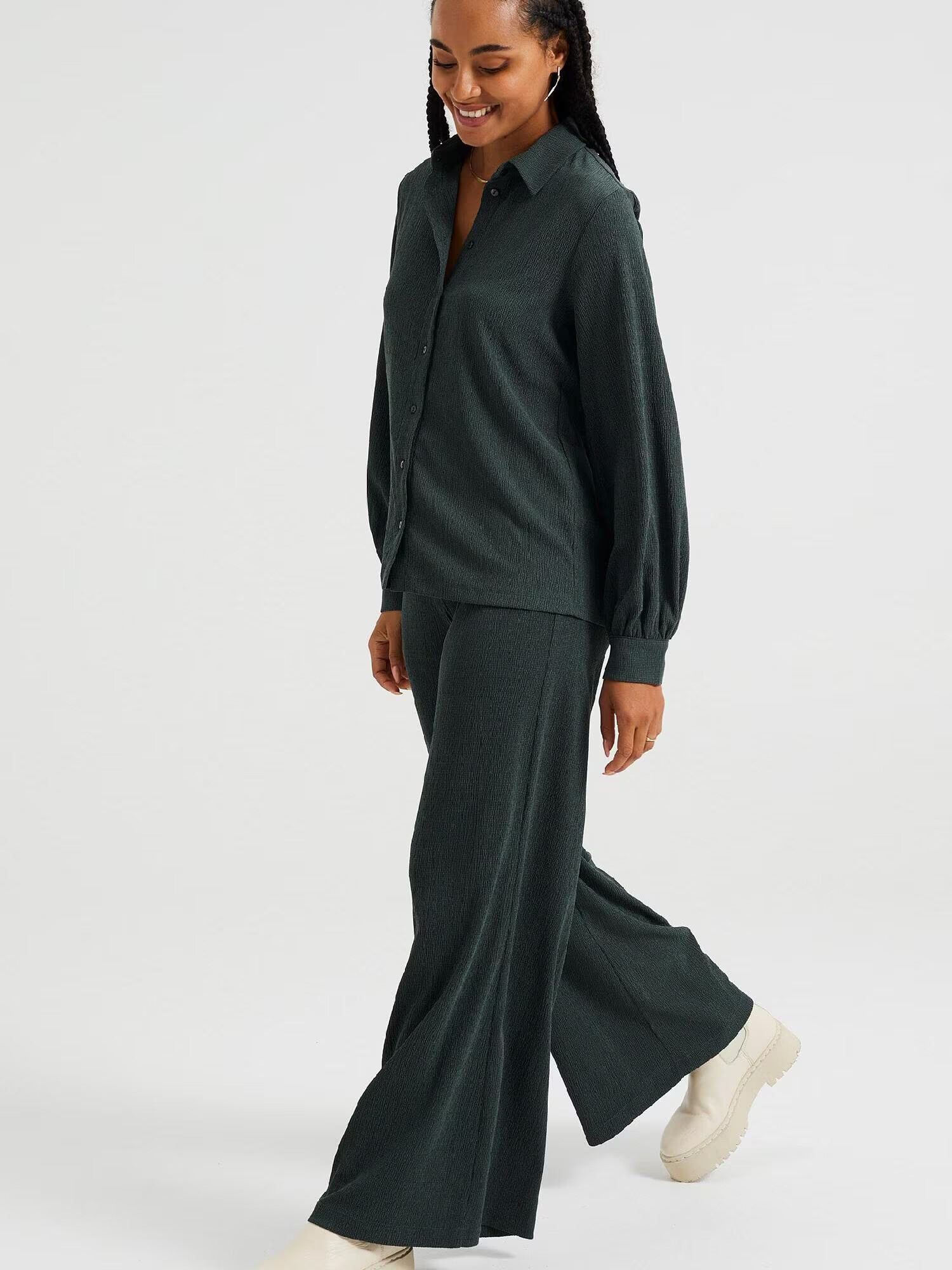 WE Fashion Pantaloni verde pin - Pled.ro